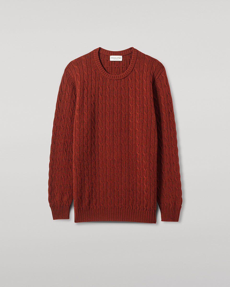 Johnstons of Elgin - Cable Knit Dark Red Cashmere Jumper