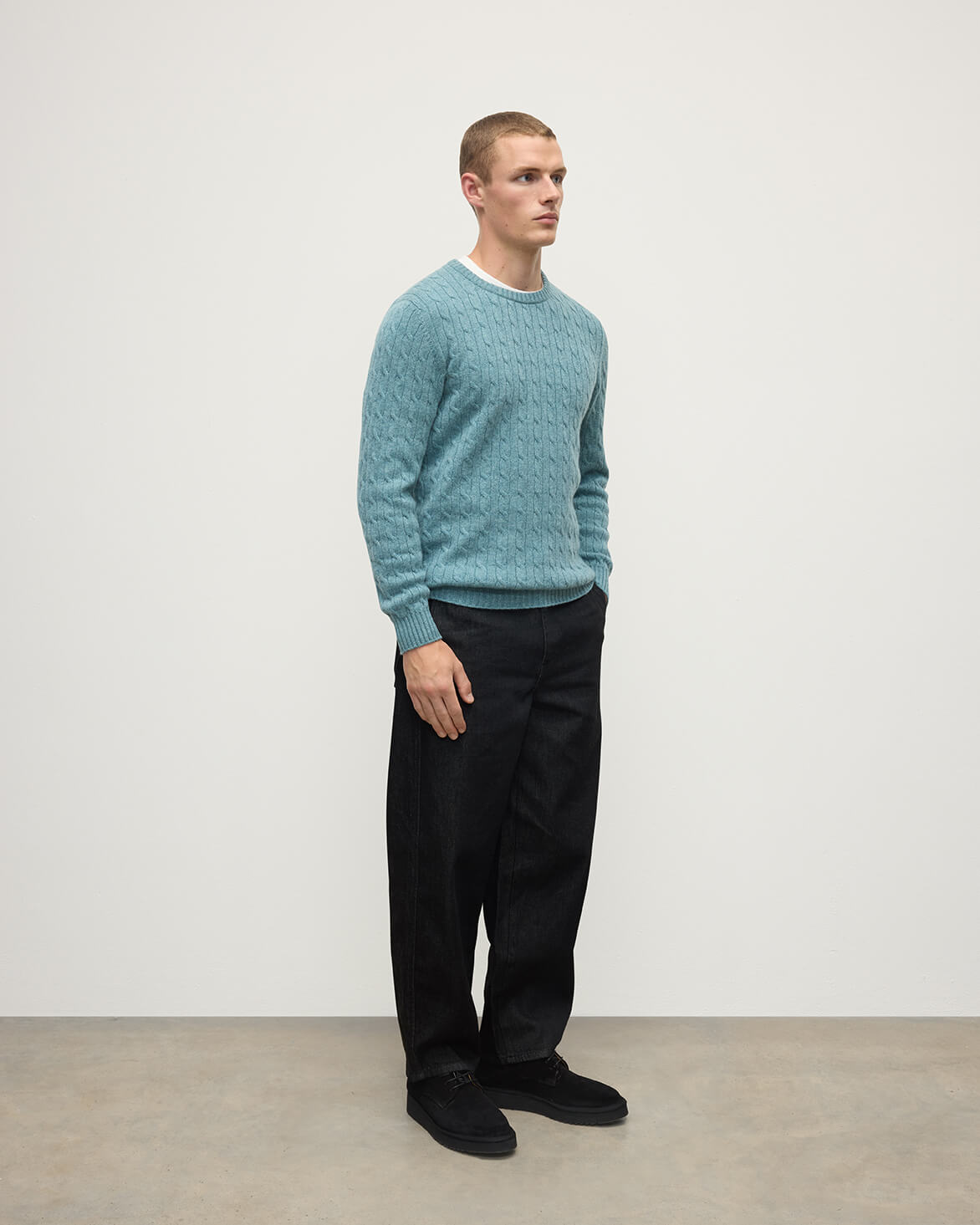 Johnstons of Elgin - Cable Knit Green Cashmere Jumper