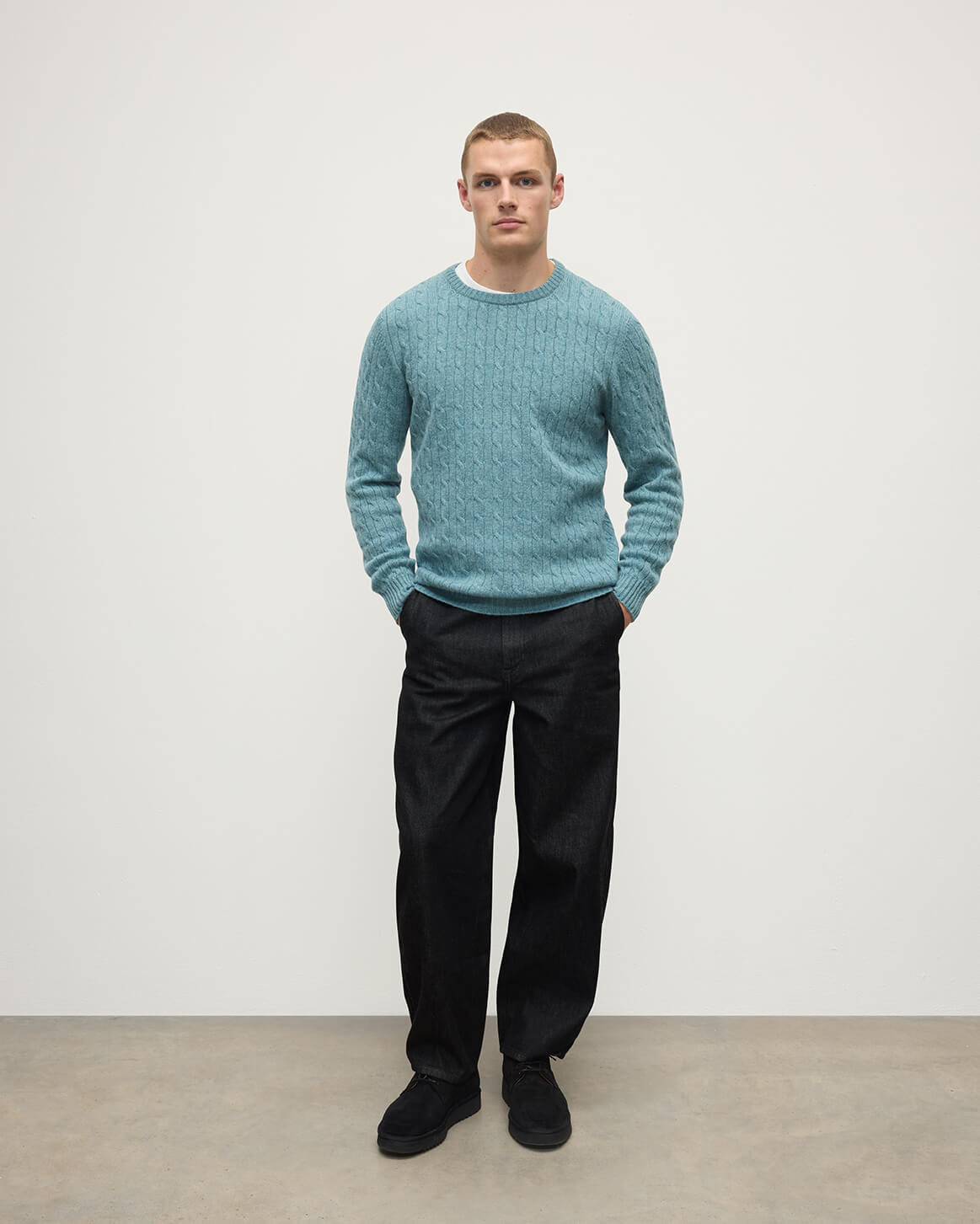 Johnstons of Elgin - Cable Knit Green Cashmere Jumper