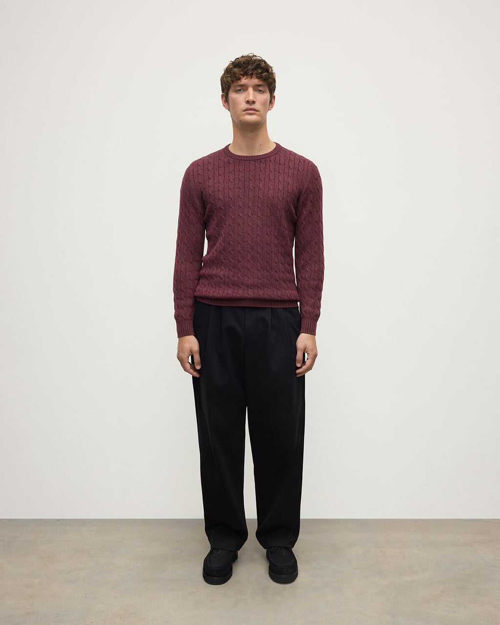 Johnstons of Elgin - Cable Knit Purple Cashmere Jumper