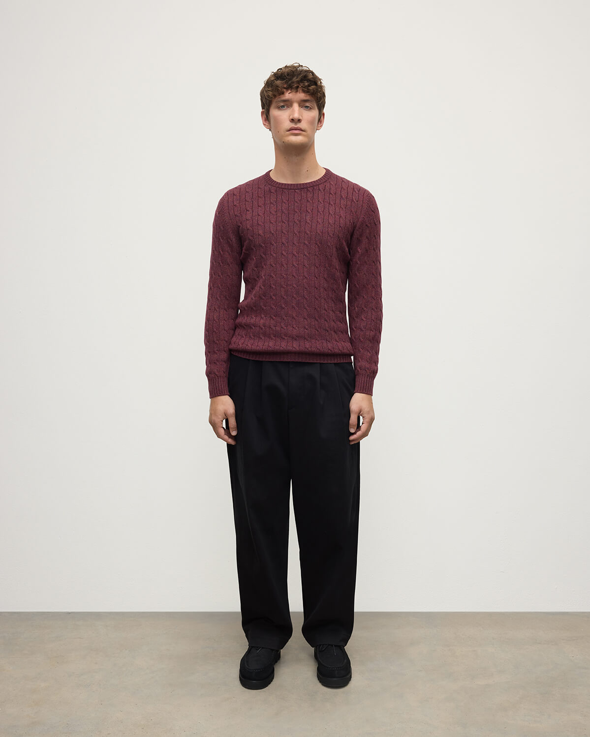 Johnstons of Elgin - Cable Knit Purple Cashmere Jumper