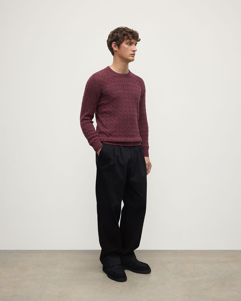 Johnstons of Elgin - Cable Knit Purple Cashmere Jumper