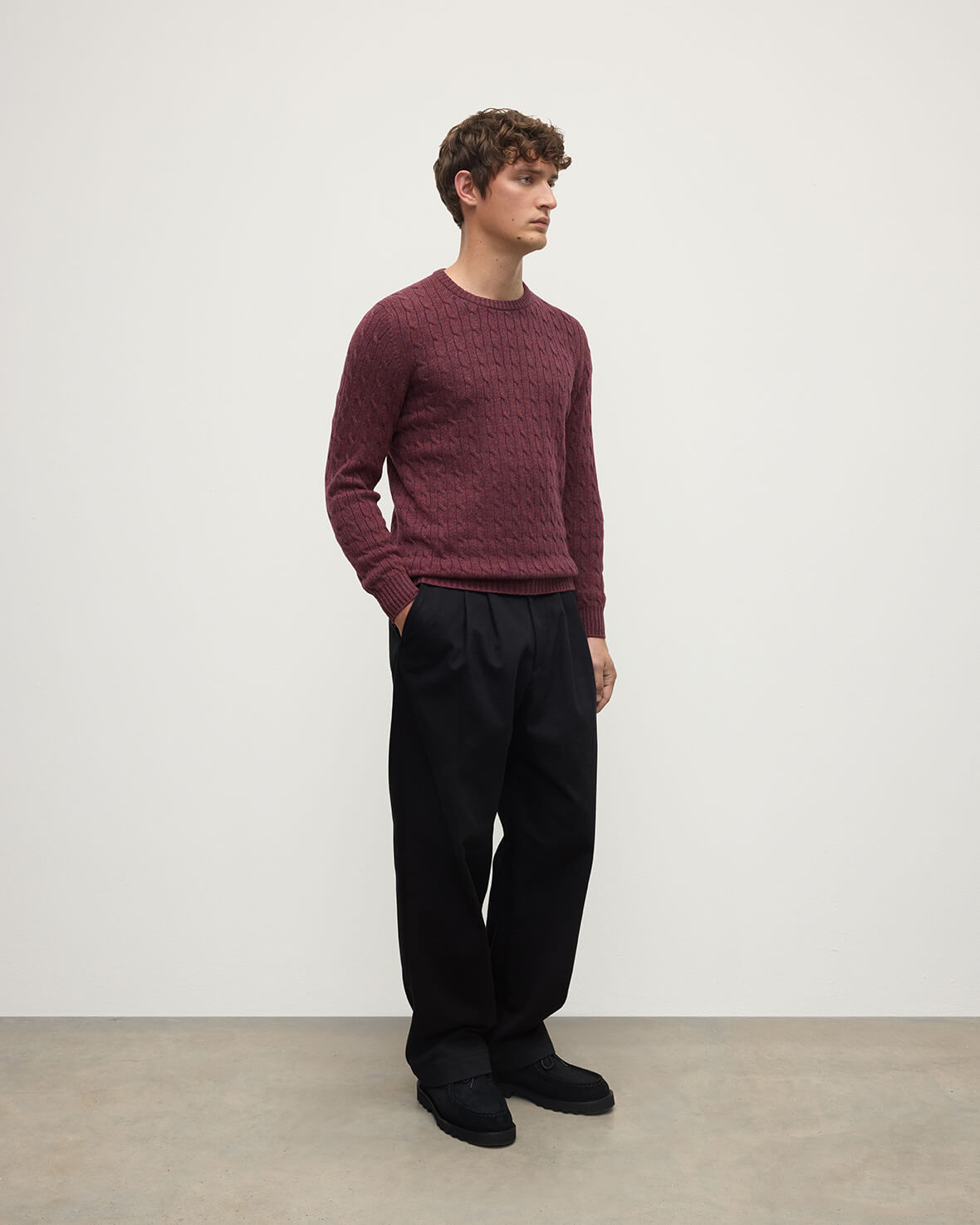Johnstons of Elgin - Cable Knit Purple Cashmere Jumper
