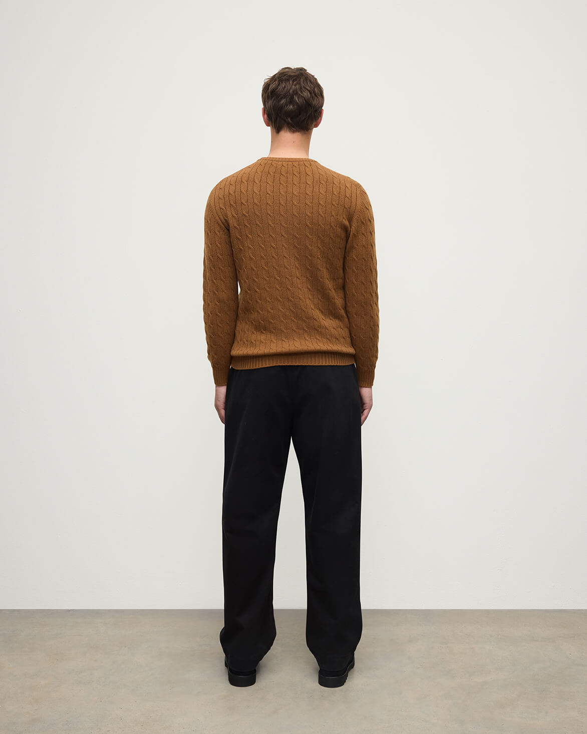 Johnstons of Elgin - Cable Knit Dark Camel Cashmere Jumper