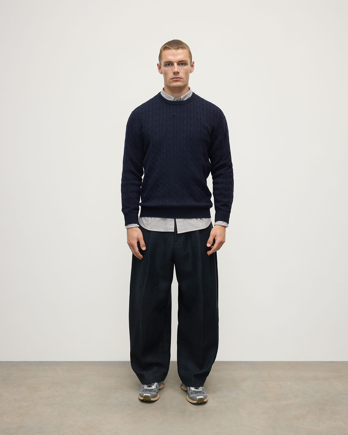 Johnstons of Elgin - Cable Knit Dark Navy Cashmere Jumper