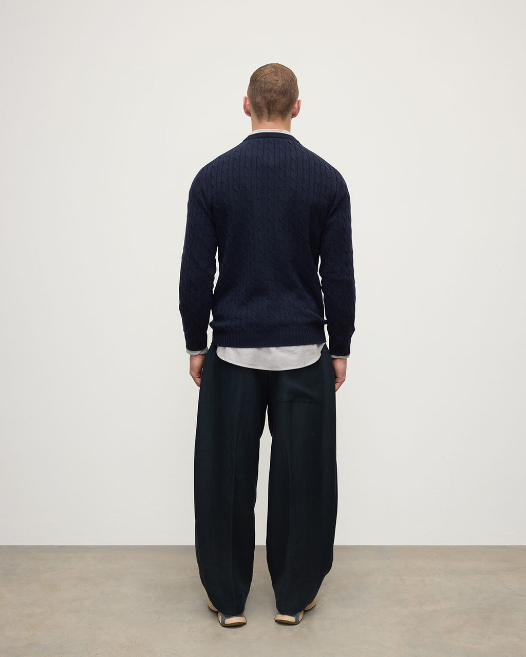 Johnstons of Elgin - Cable Knit Dark Navy Cashmere Jumper