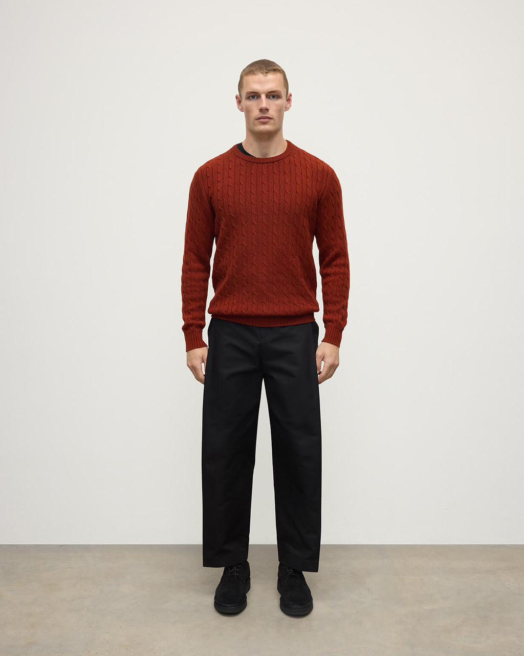 Johnstons of Elgin - Cable Knit Dark Red Cashmere Jumper