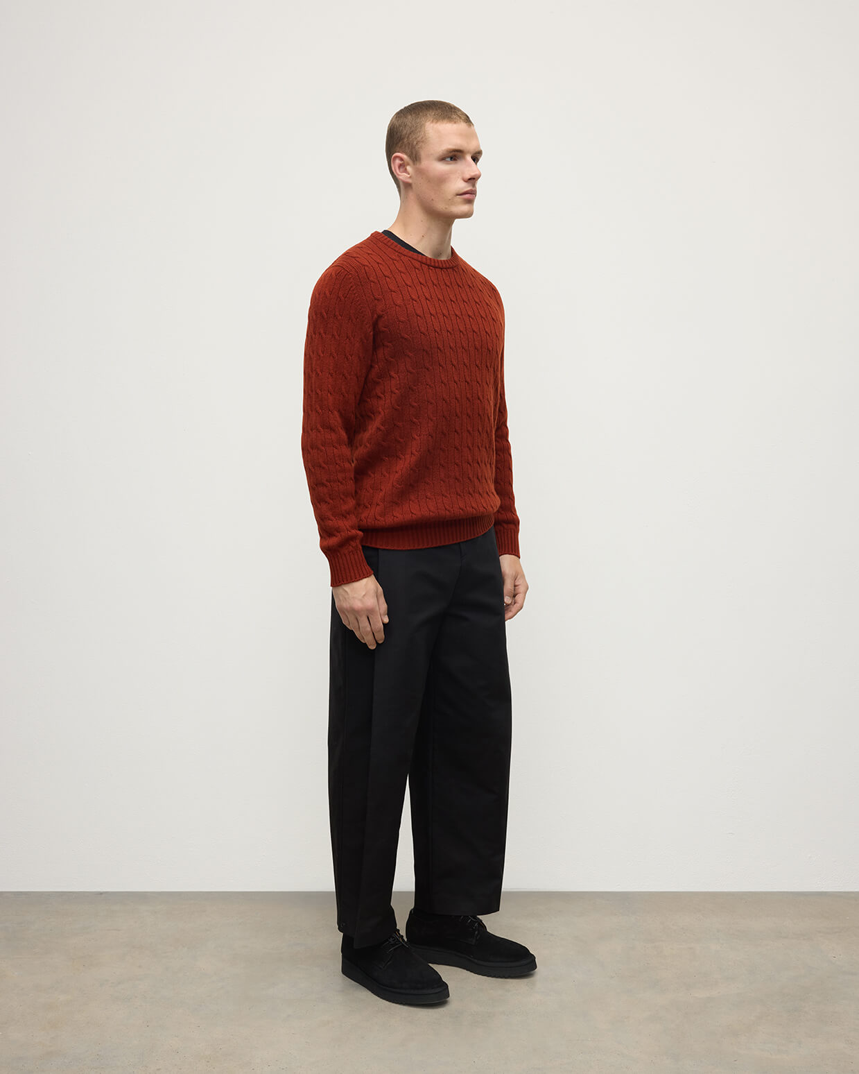 Johnstons of Elgin - Cable Knit Dark Red Cashmere Jumper