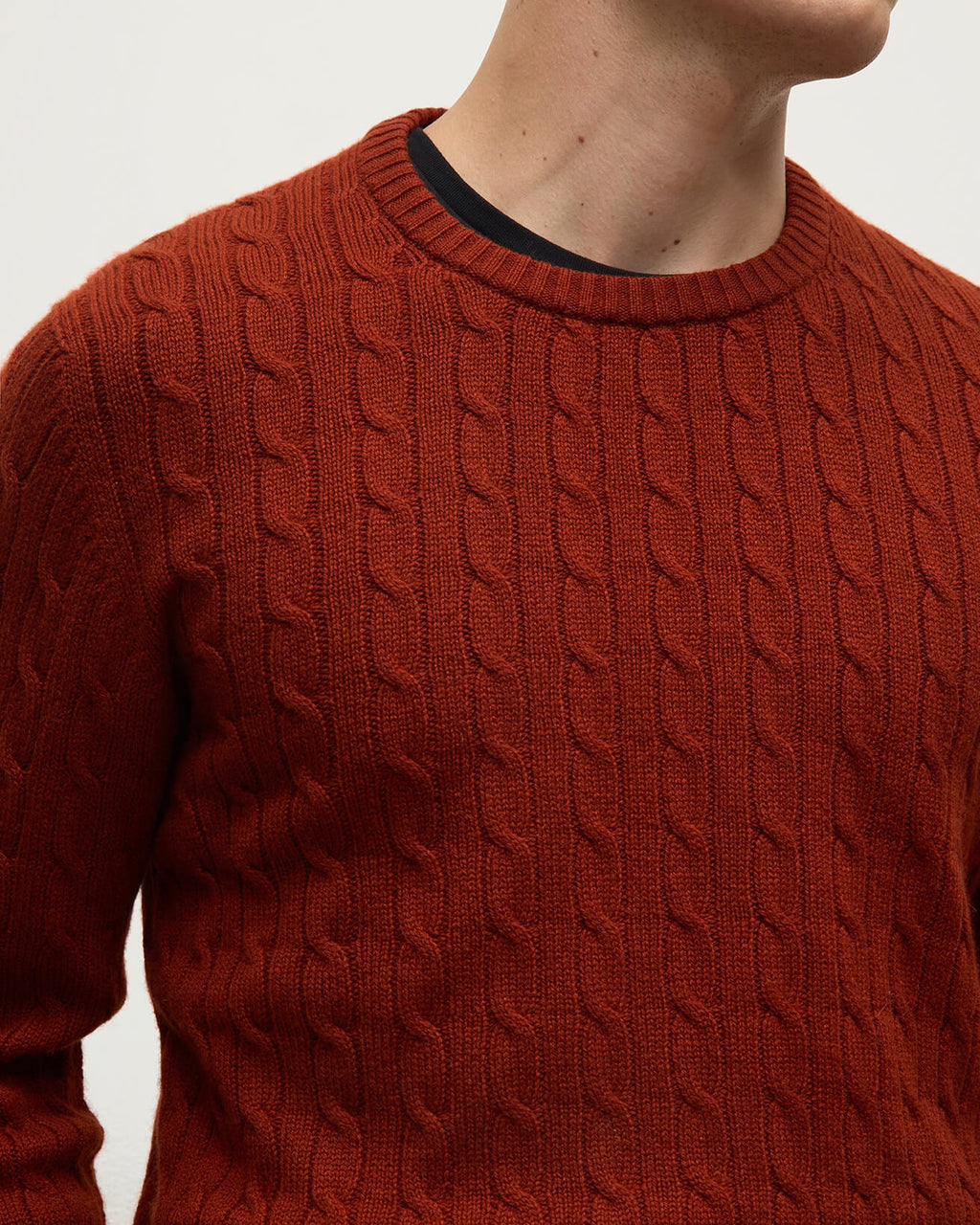 Johnstons of Elgin - Cable Knit Dark Red Cashmere Jumper