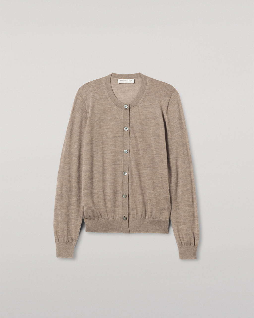 Johnstons of Elgin - Honor Light Brown Superfine Cashmere Cardigan