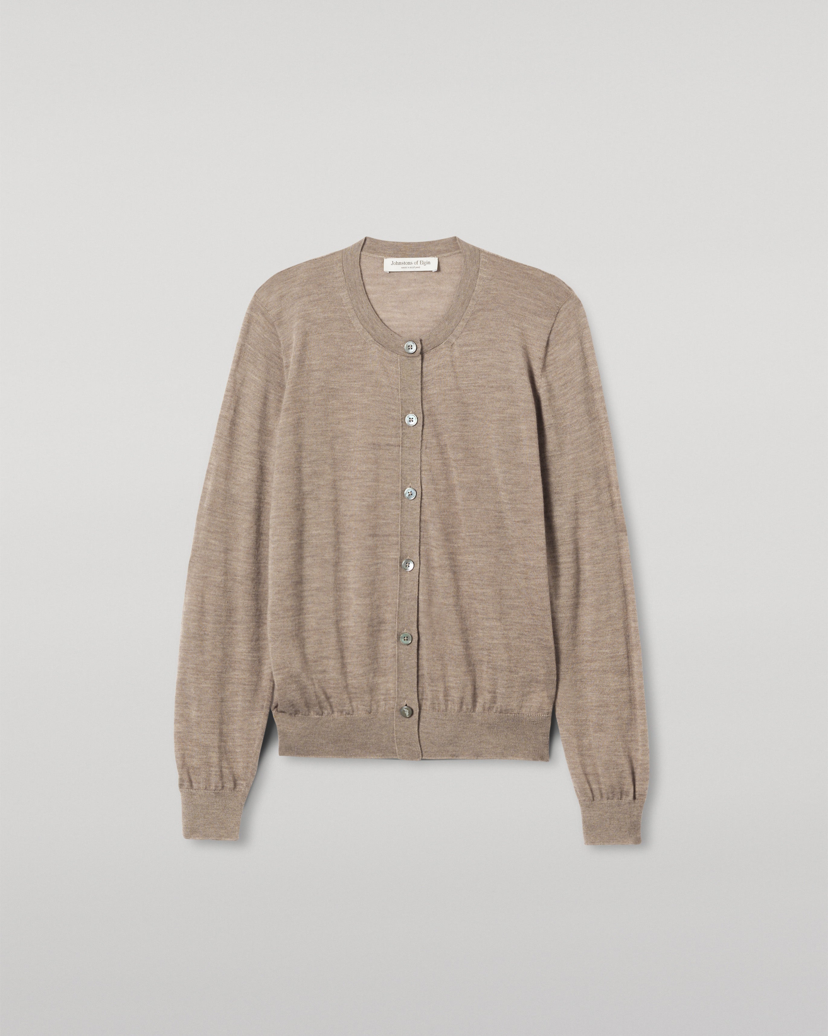 Johnstons of Elgin - Honor Light Brown Superfine Cashmere Cardigan