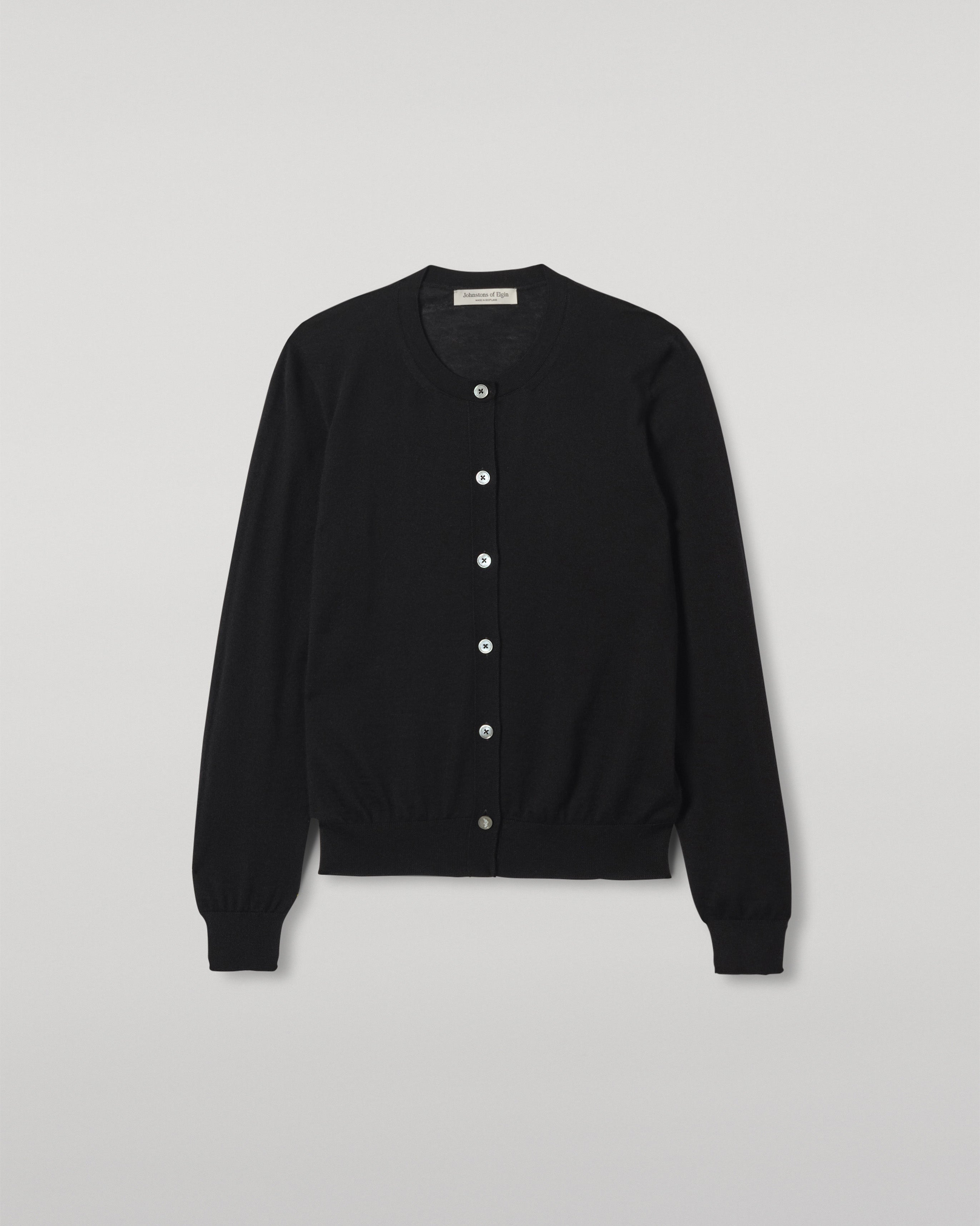 Johnstons of Elgin - Honor Black Superfine Cashmere Cardigan