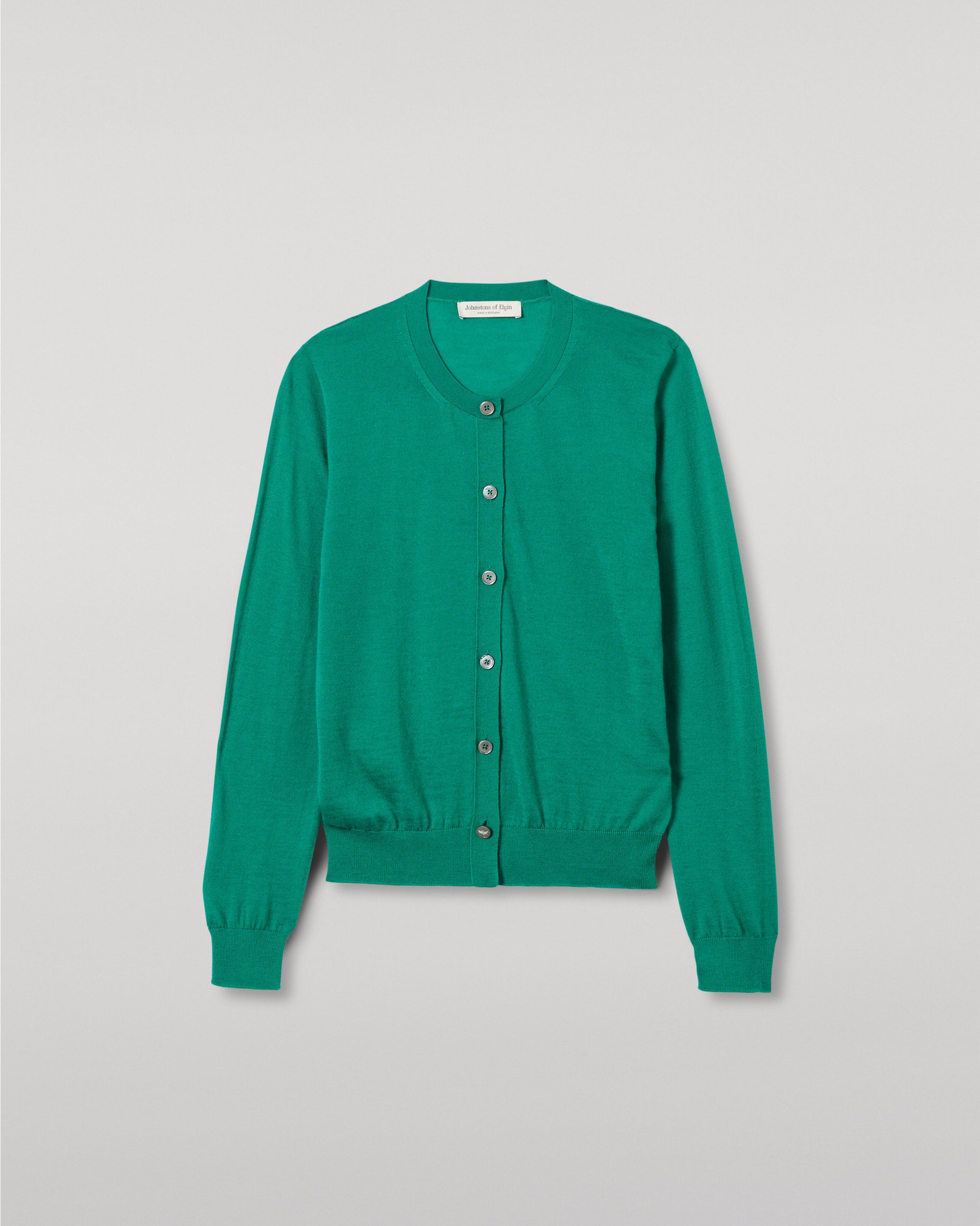 Johnstons of Elgin - Honor Bright Green Superfine Cashmere Cardigan