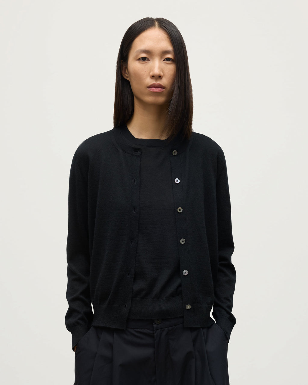 Johnstons of Elgin - Honor Black Superfine Cashmere Cardigan