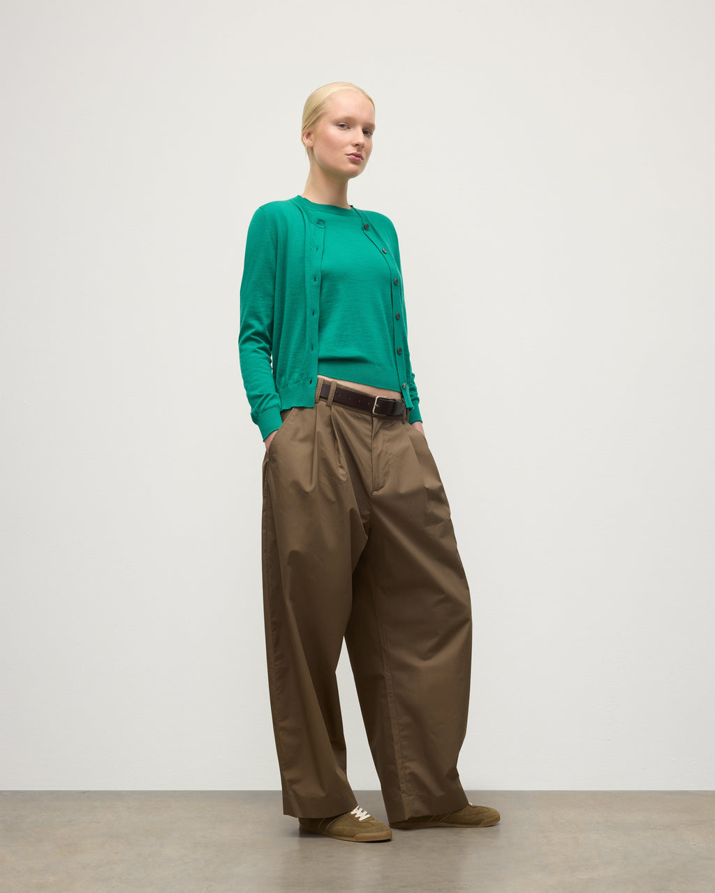 Johnstons of Elgin - Honor Bright Green Superfine Cashmere Cardigan