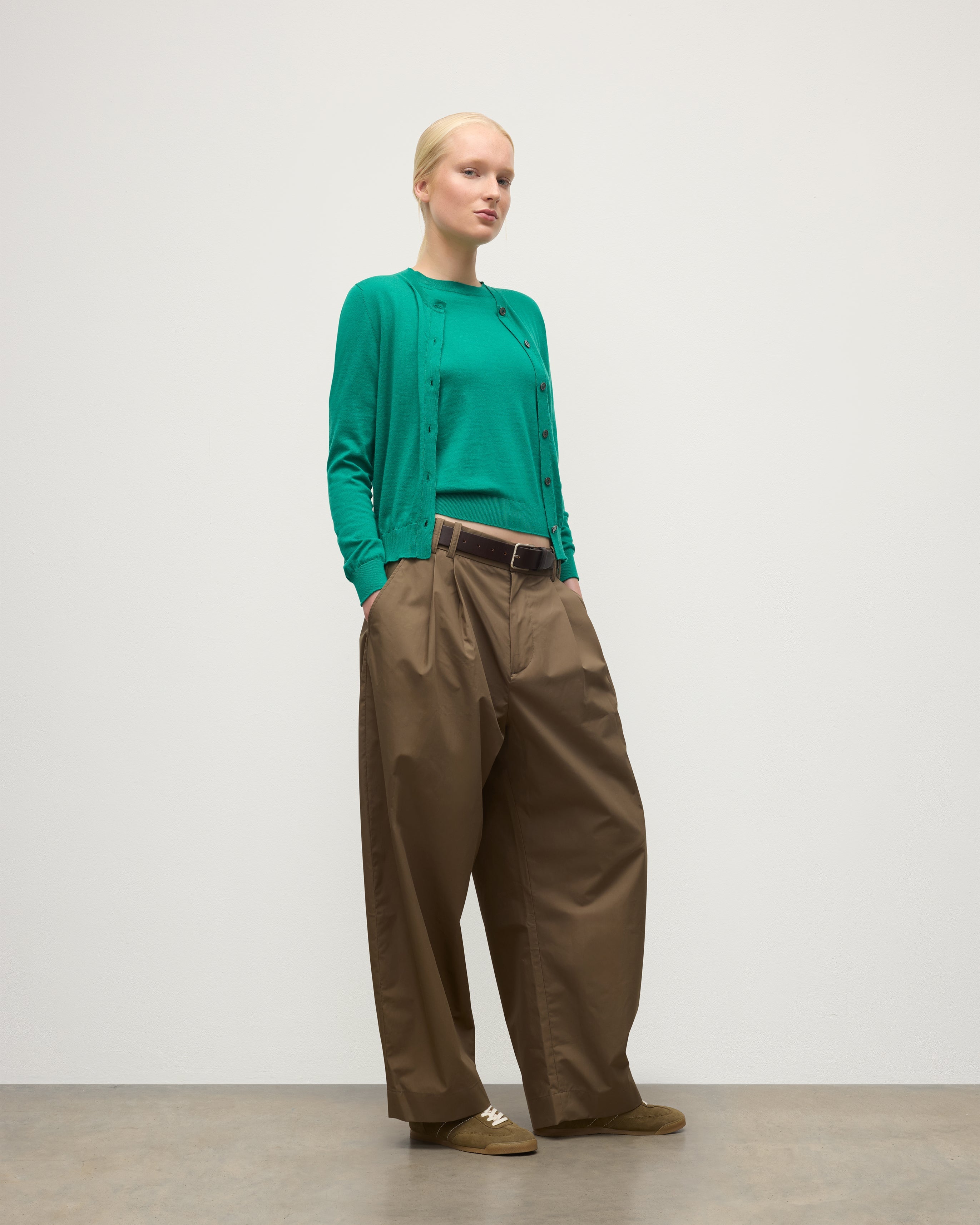 Johnstons of Elgin - Honor Bright Green Superfine Cashmere Cardigan