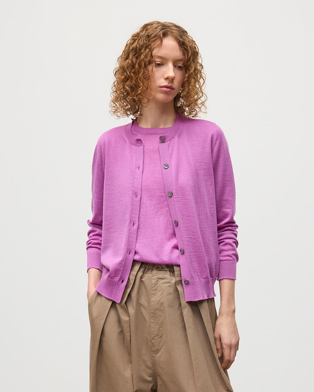 Johnstons of Elgin - Honor Pink Superfine Cashmere Cardigan
