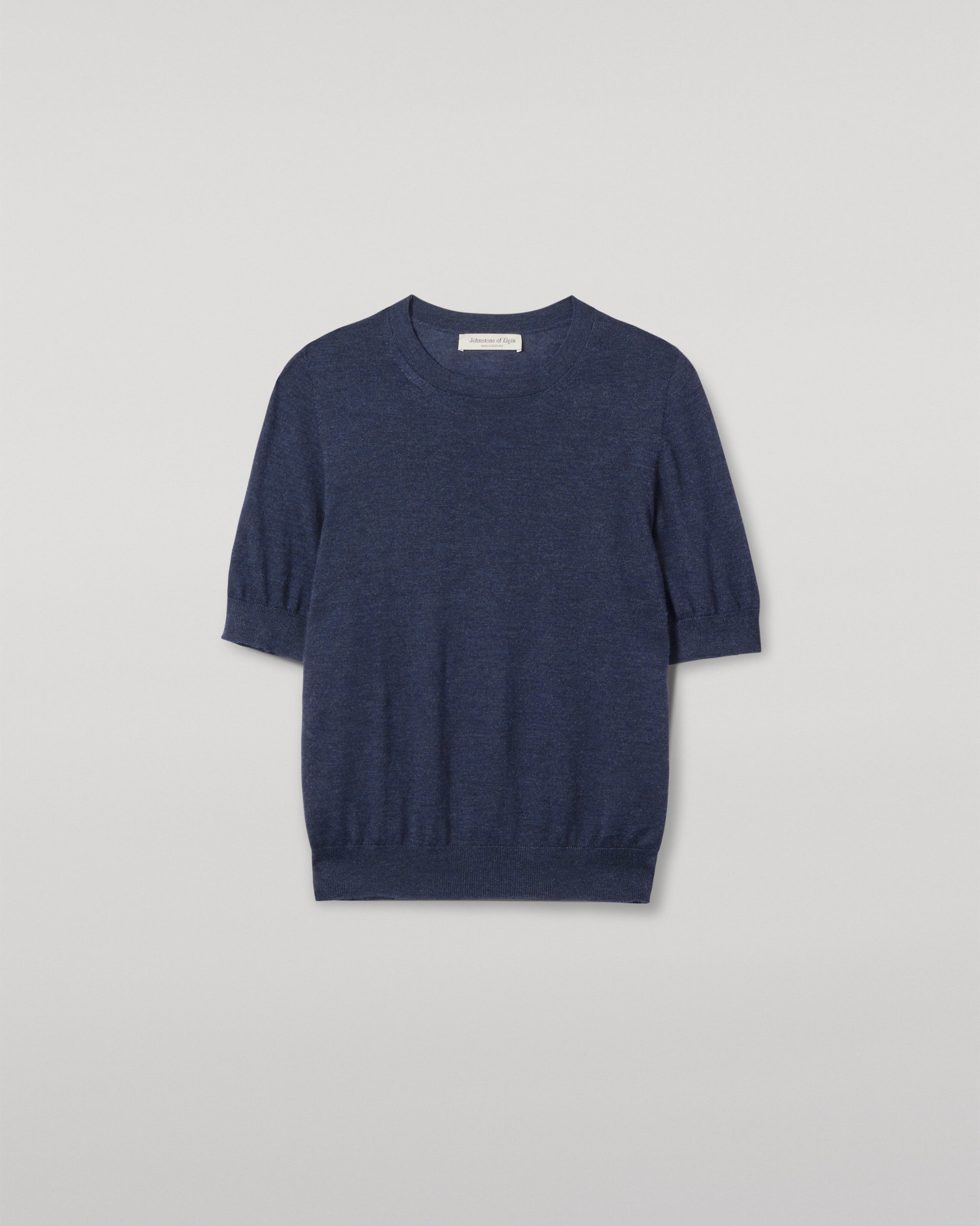 Johnstons of Elgin - Honor Navy Superfine Cashmere T - Shirt