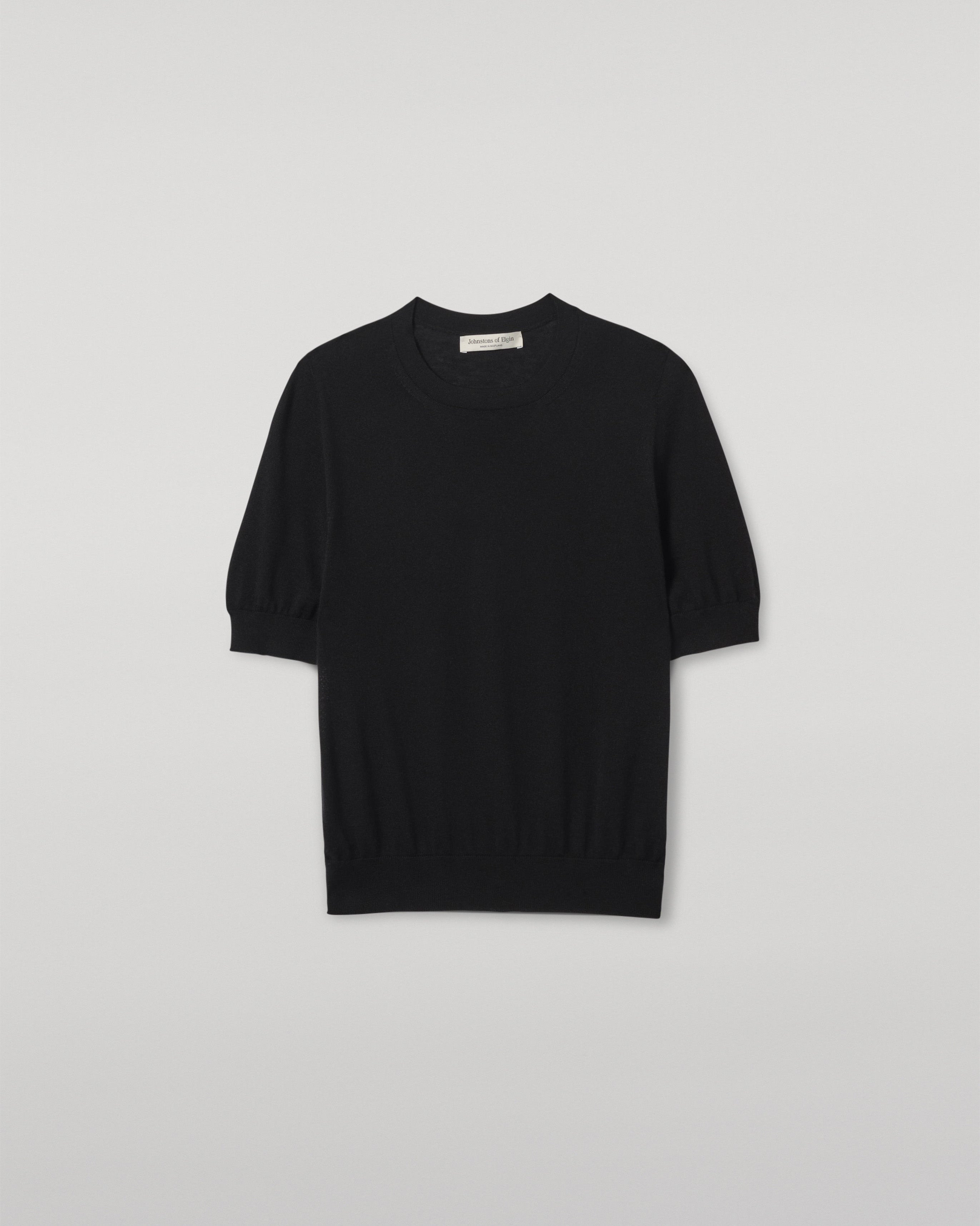 Johnstons of Elgin - Honor Black Superfine Cashmere T - Shirt