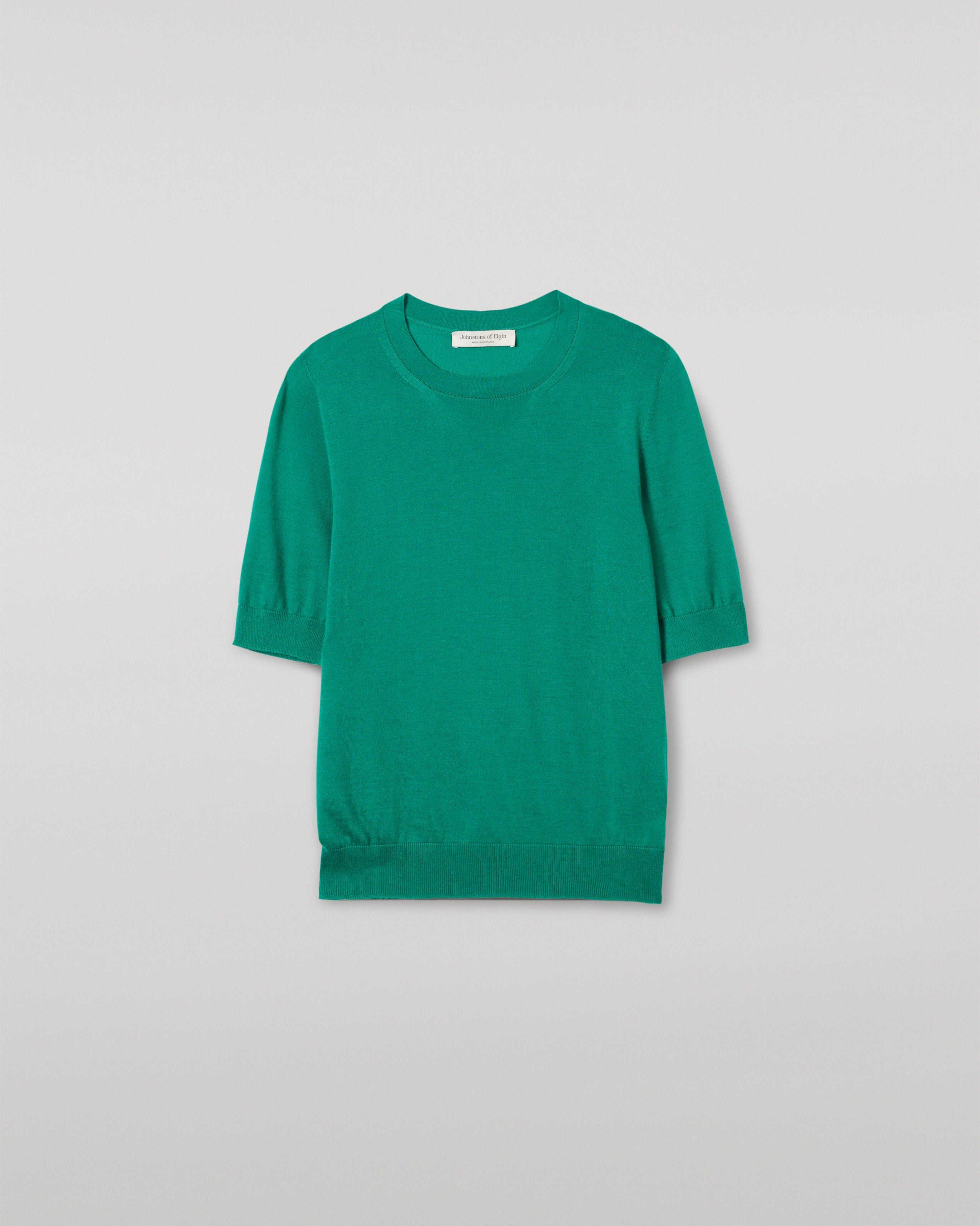 Johnstons of Elgin - Honor Bright Green Superfine Cashmere T - Shirt