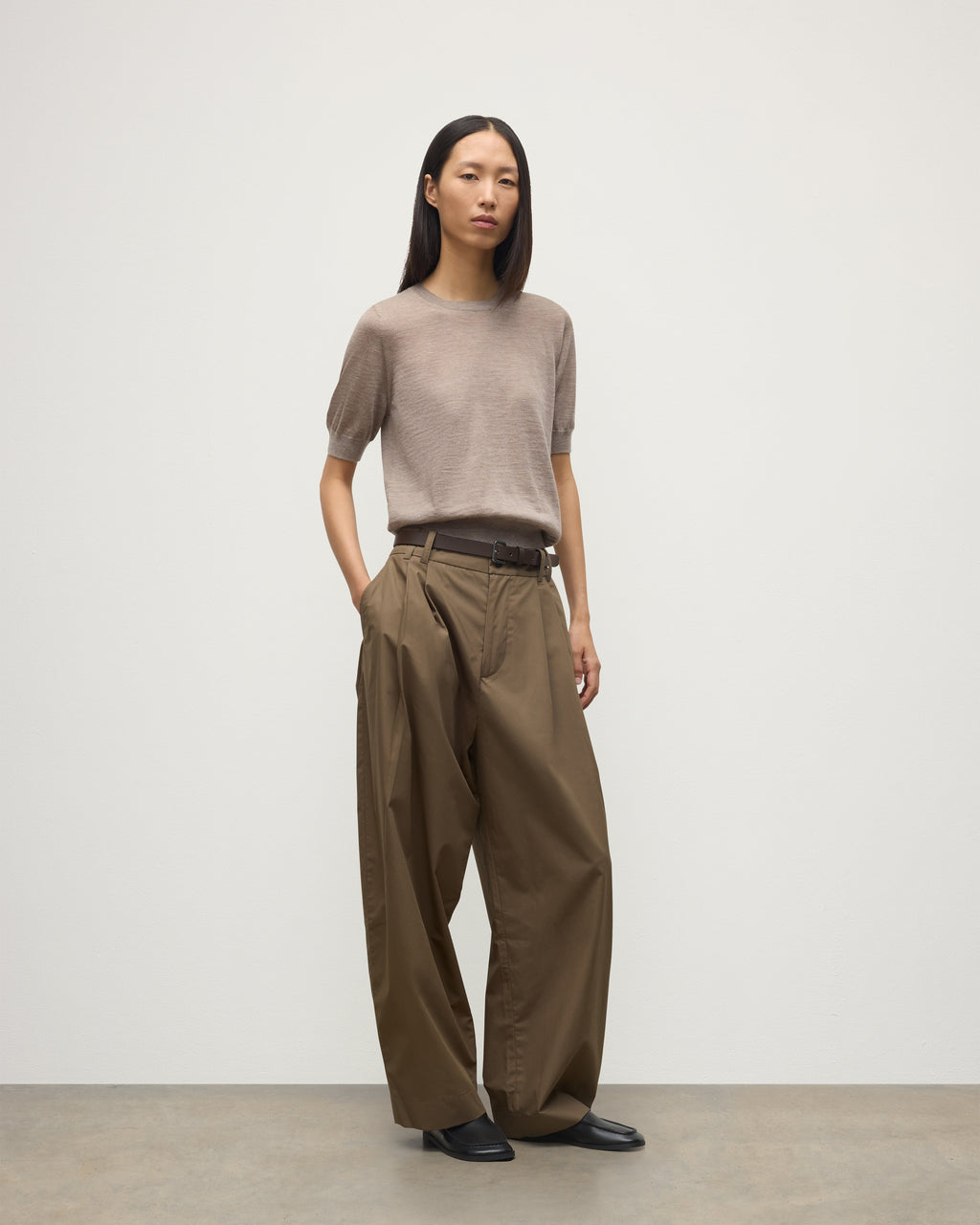 Johnstons of Elgin - Honor Light Brown Superfine Cashmere T - Shirt