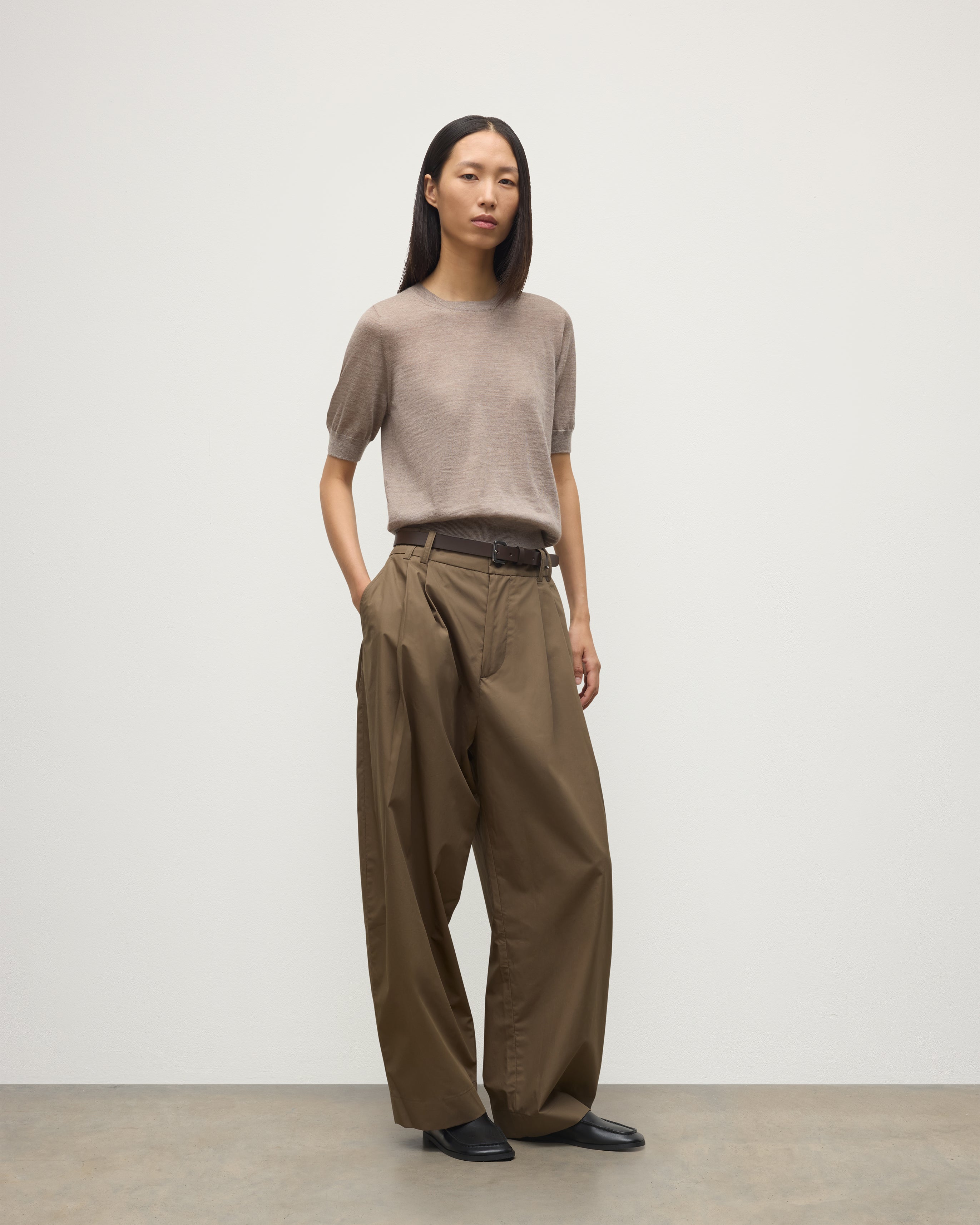 Johnstons of Elgin - Honor Light Brown Superfine Cashmere T - Shirt