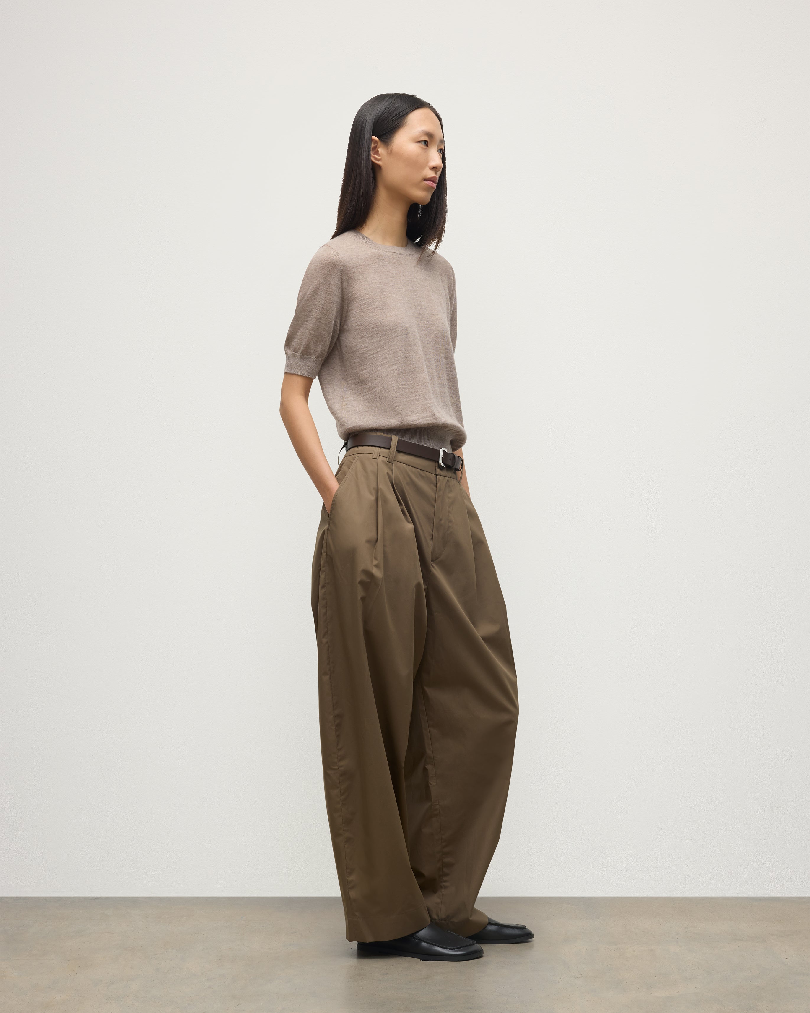Johnstons of Elgin - Honor Light Brown Superfine Cashmere T - Shirt