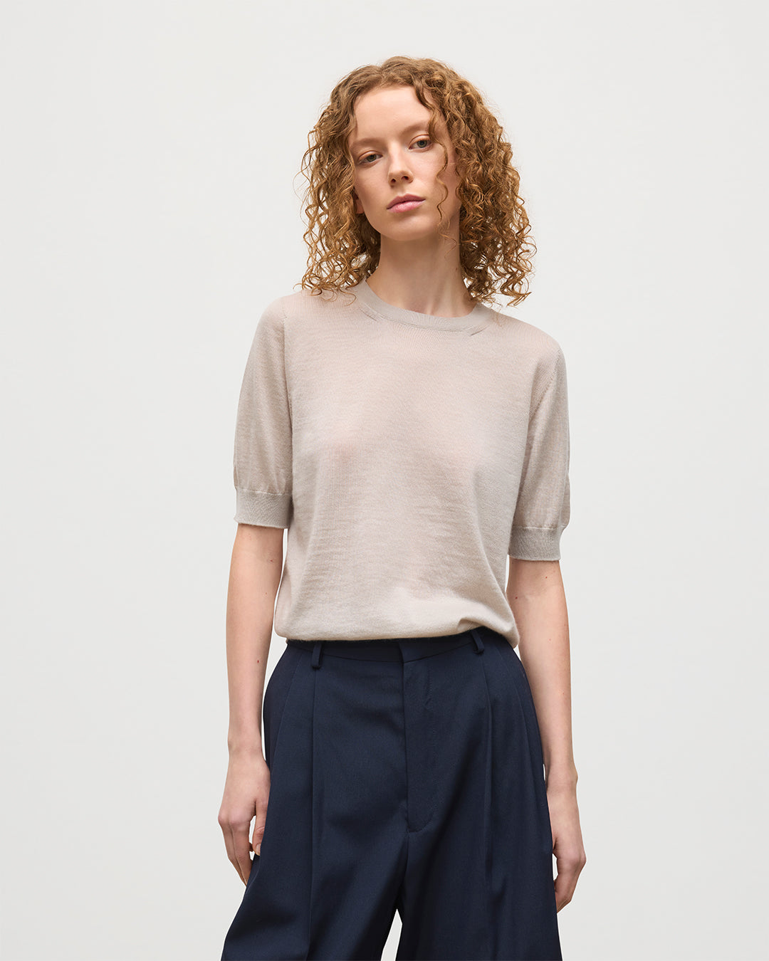 Johnstons of Elgin - Honor Cream Superfine Cashmere T - Shirt