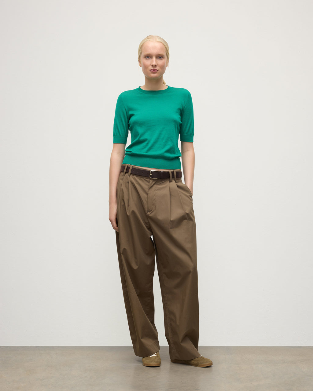 Johnstons of Elgin - Honor Bright Green Superfine Cashmere T - Shirt