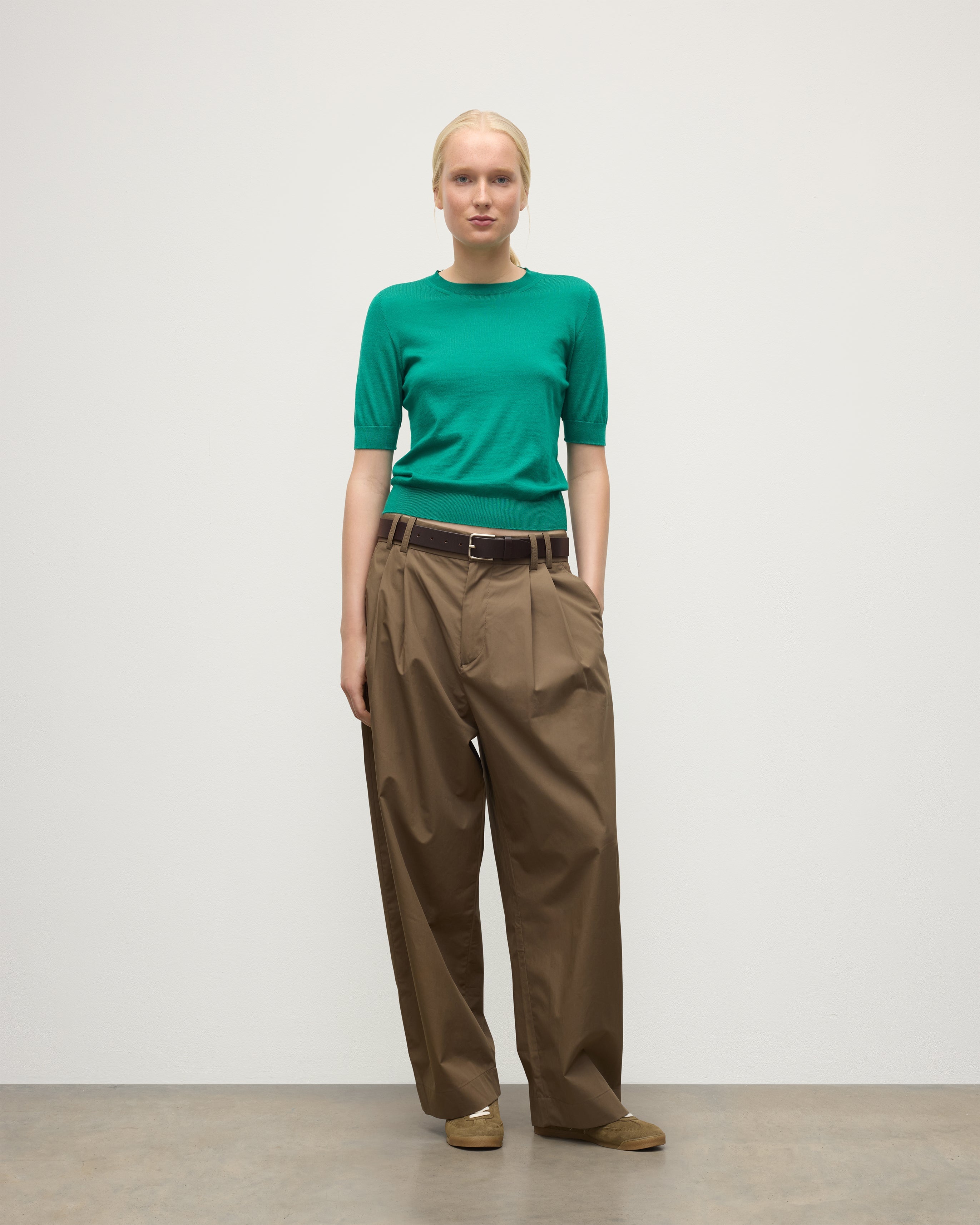 Johnstons of Elgin - Honor Bright Green Superfine Cashmere T - Shirt