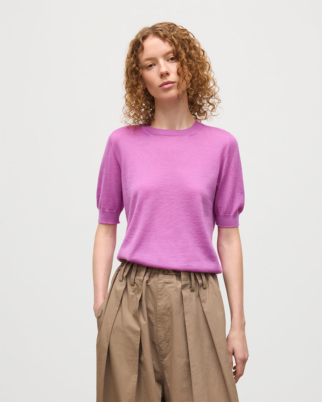 Johnstons of Elgin - Honor Pink Superfine Cashmere T - Shirt