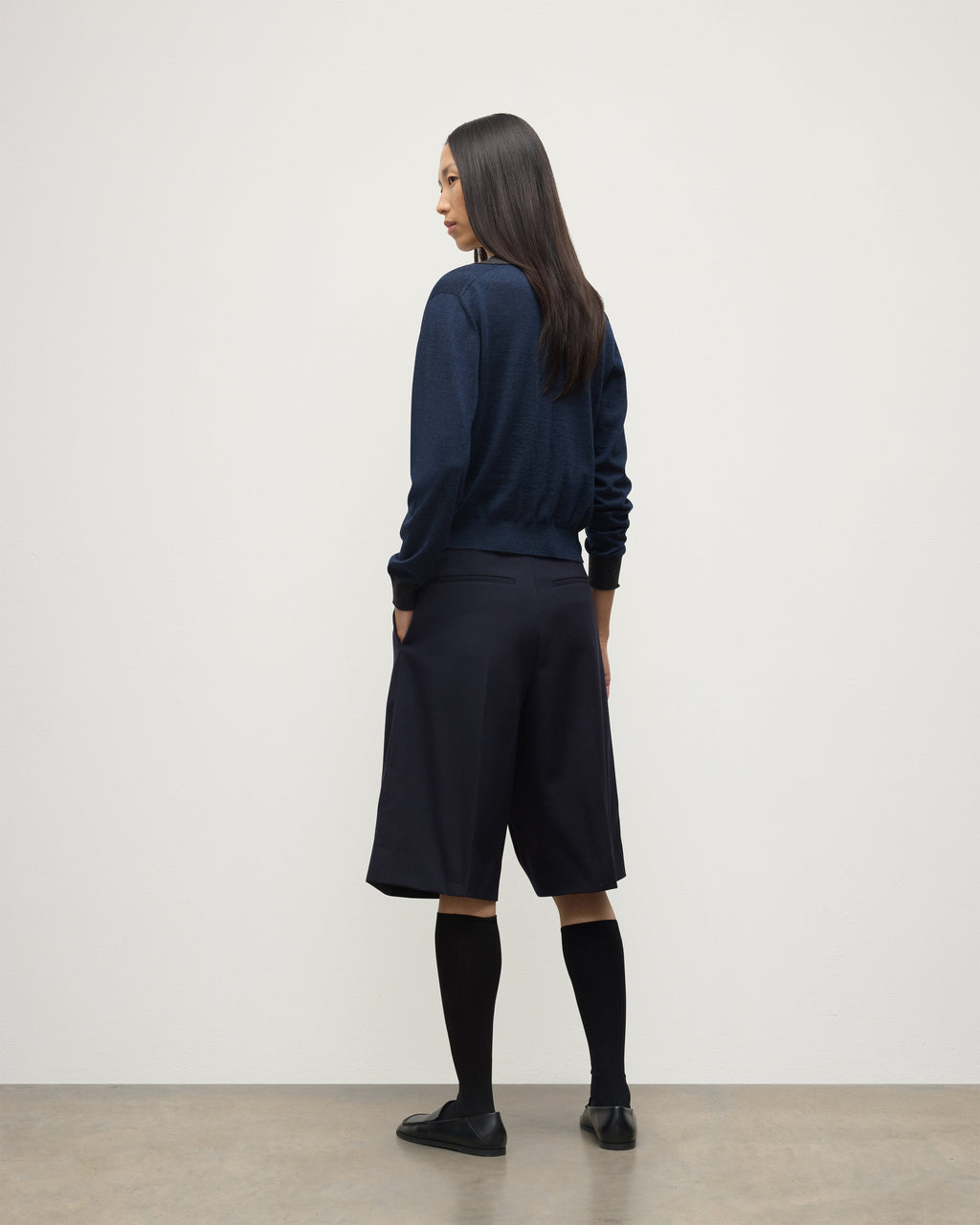 Johnstons of Elgin - Dee Navy & Grey Superfine Cashmere Polo Shirt