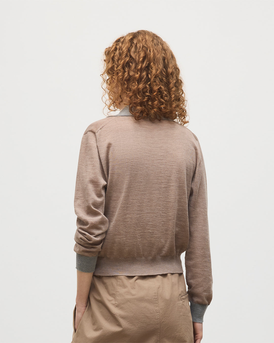 Johnstons of Elgin - Dee Brown & Grey Superfine Cashmere Polo Shirt