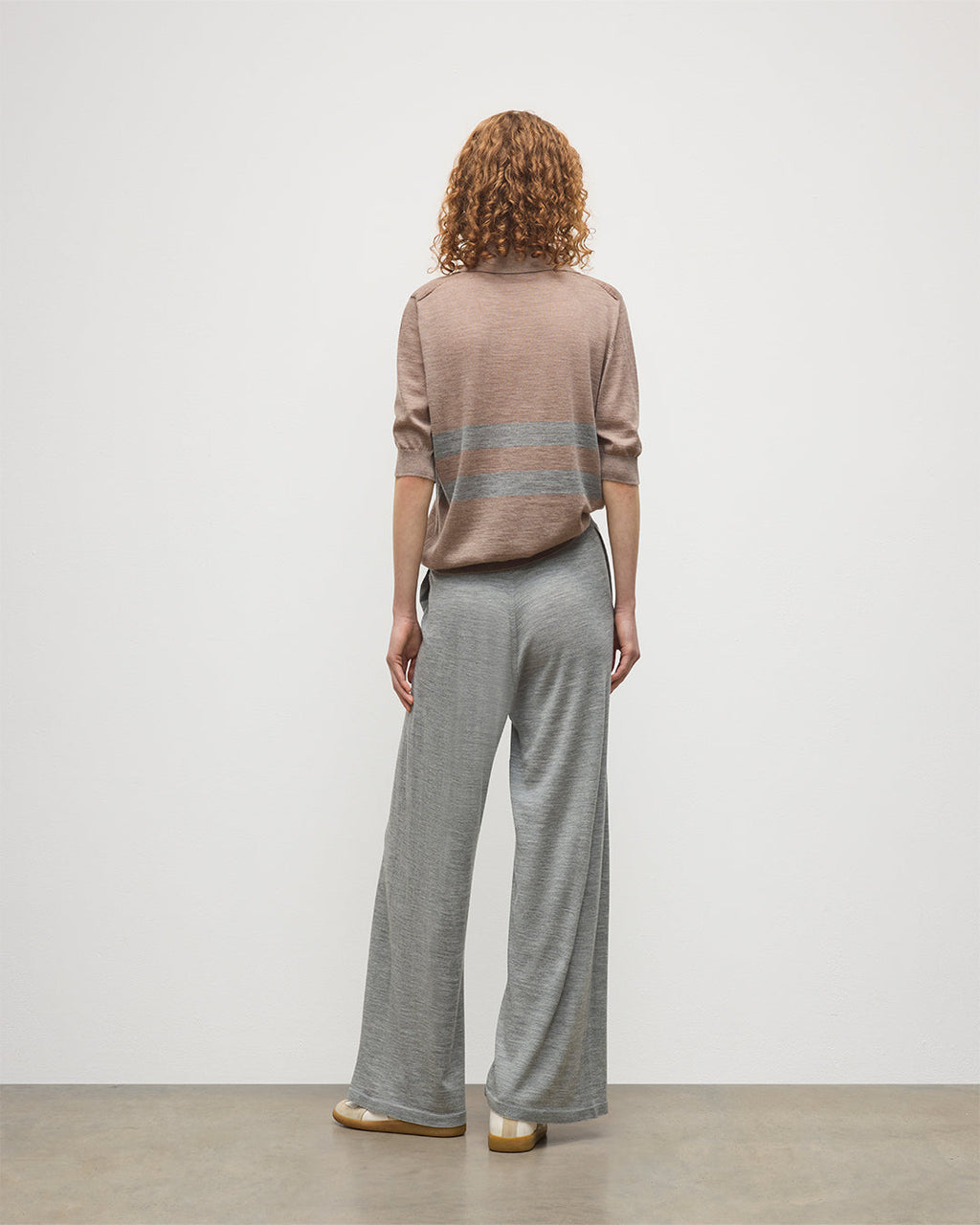 Johnstons of Elgin - Coira Brown & Dark Grey Superfine Cashmere Polo Shirt