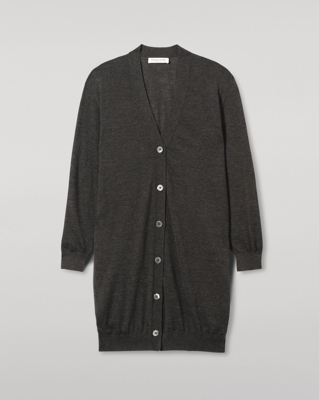 Johnstons of Elgin - Elise Dark Grey Long Superfine Cashmere Cardigan