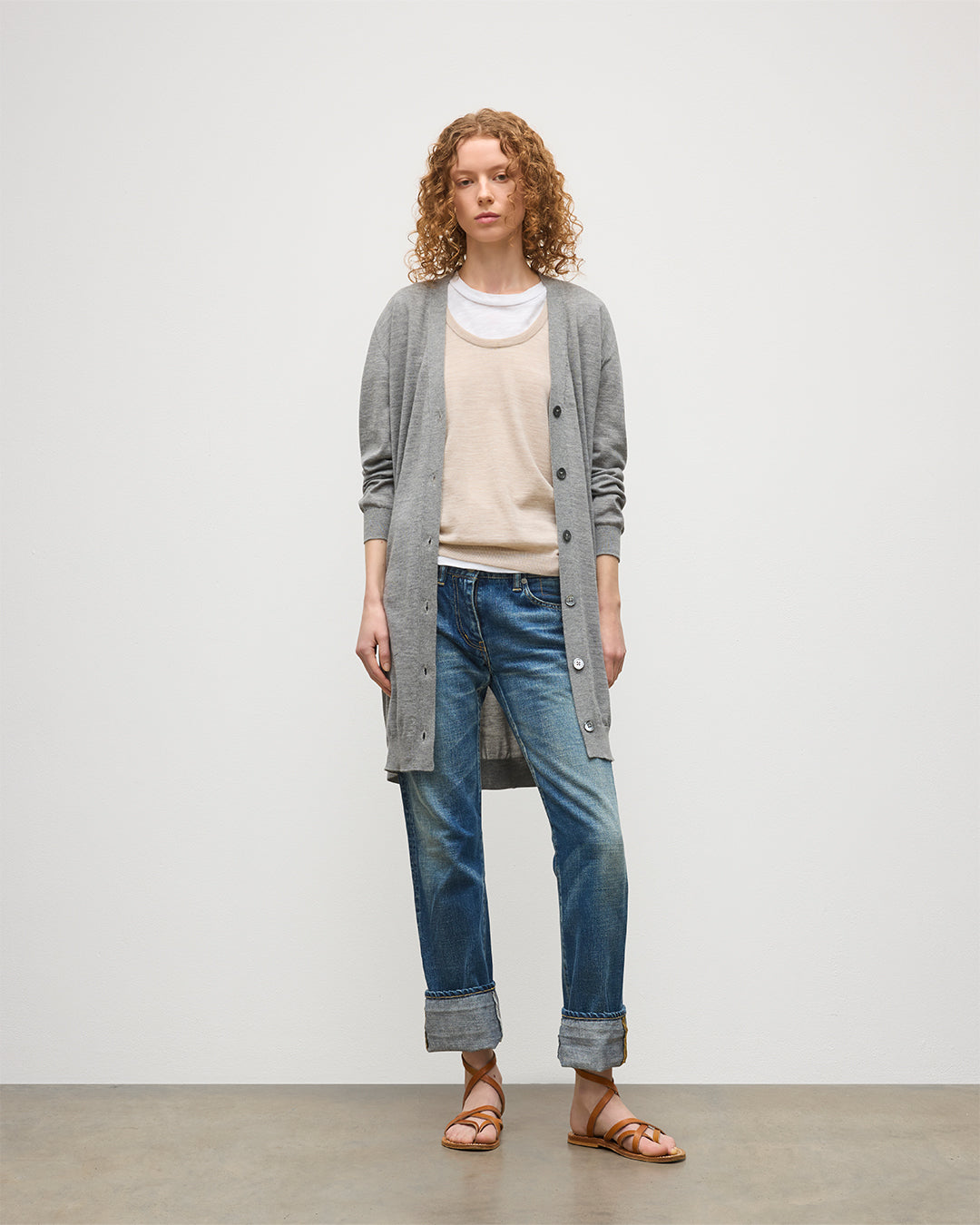 Johnstons of Elgin - Elise Grey Long Superfine Cashmere Cardigan