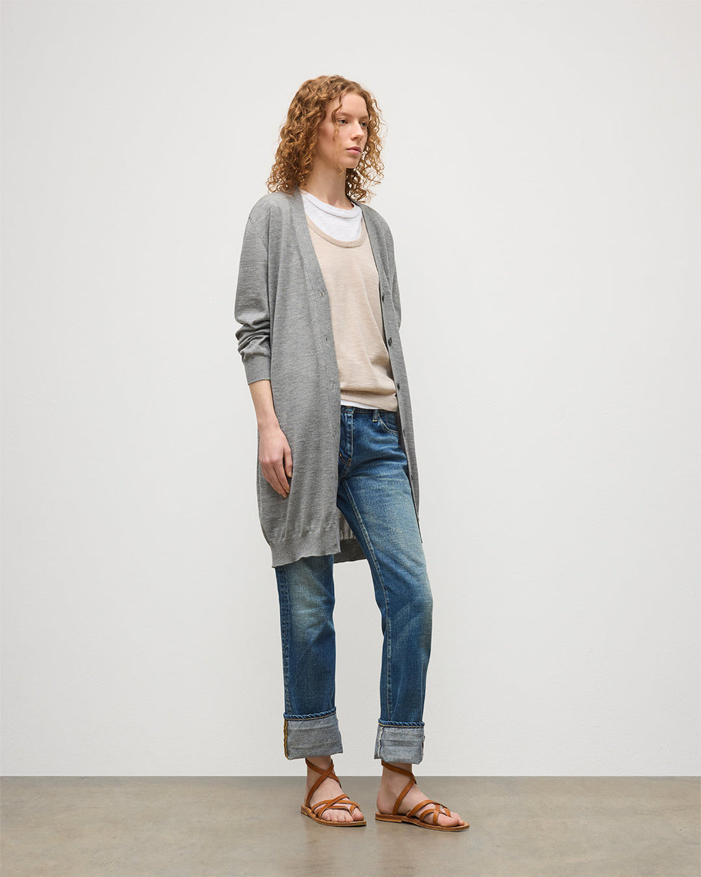 Johnstons of Elgin - Elise Grey Long Superfine Cashmere Cardigan