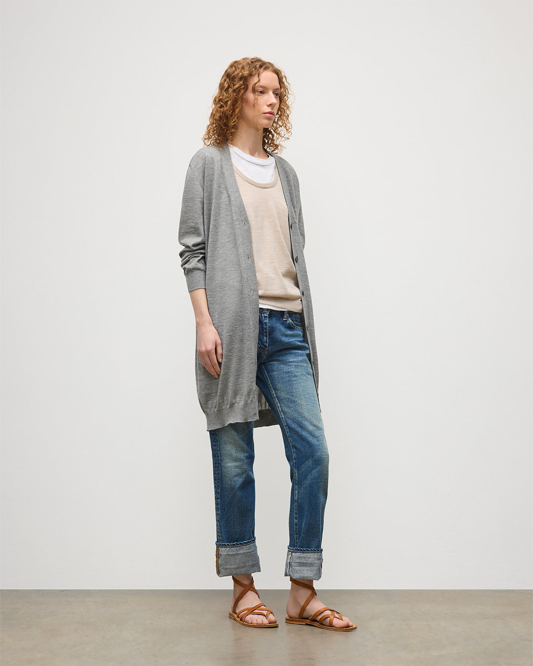 Johnstons of Elgin - Elise Grey Long Superfine Cashmere Cardigan