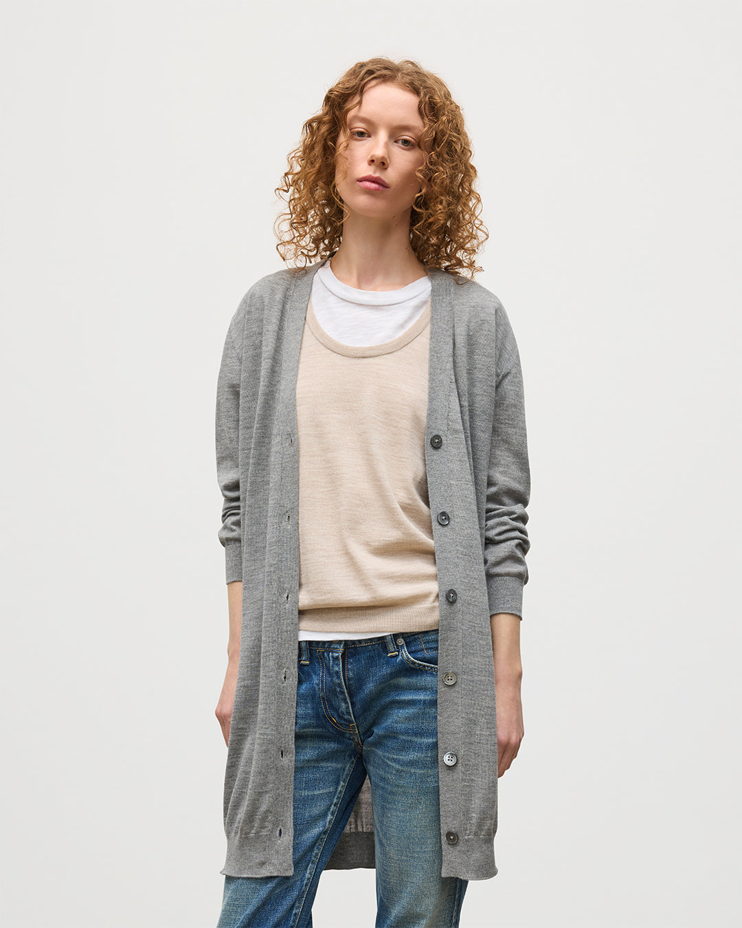 Johnstons of Elgin - Elise Grey Long Superfine Cashmere Cardigan