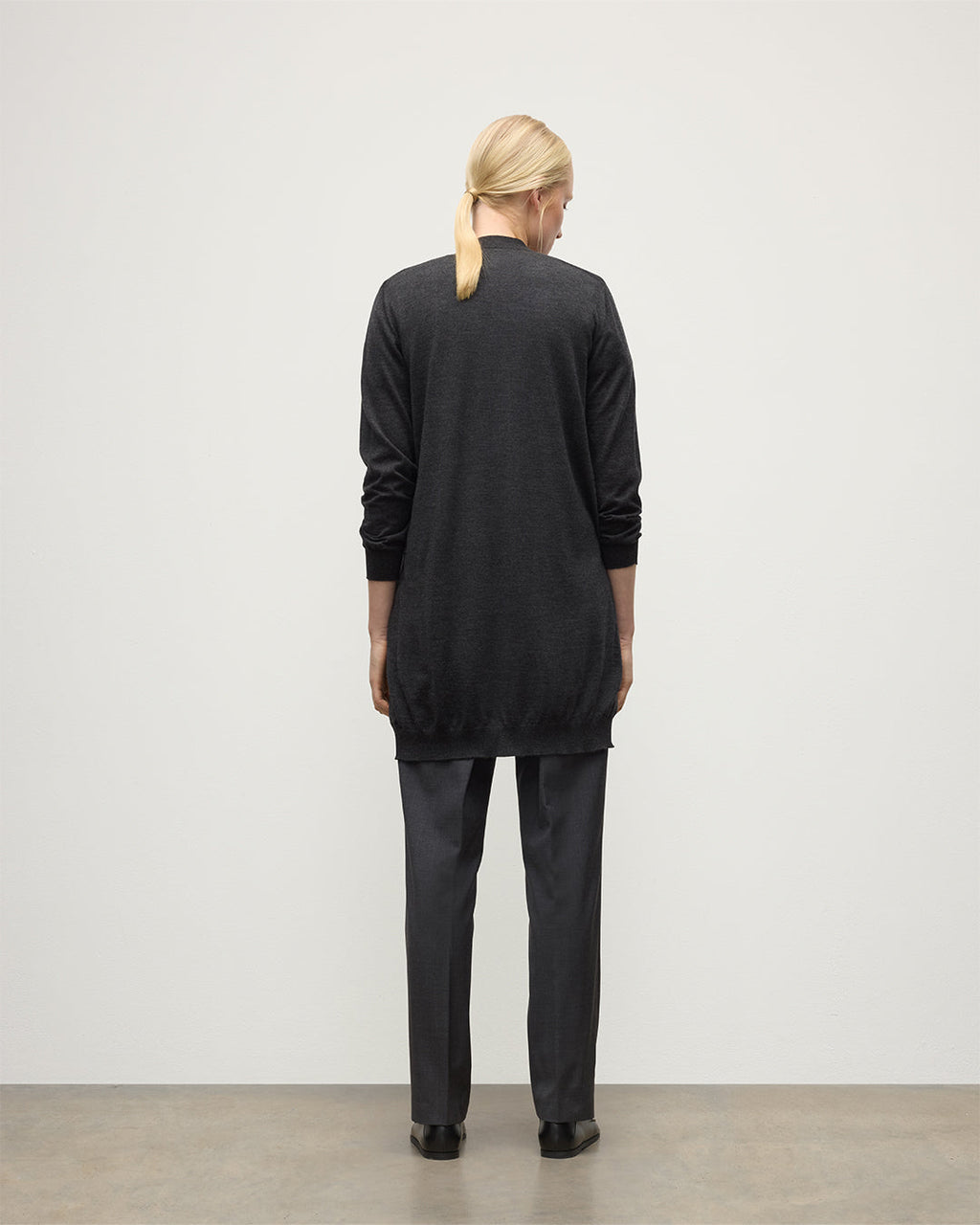 Johnstons of Elgin - Elise Dark Grey Long Superfine Cashmere Cardigan