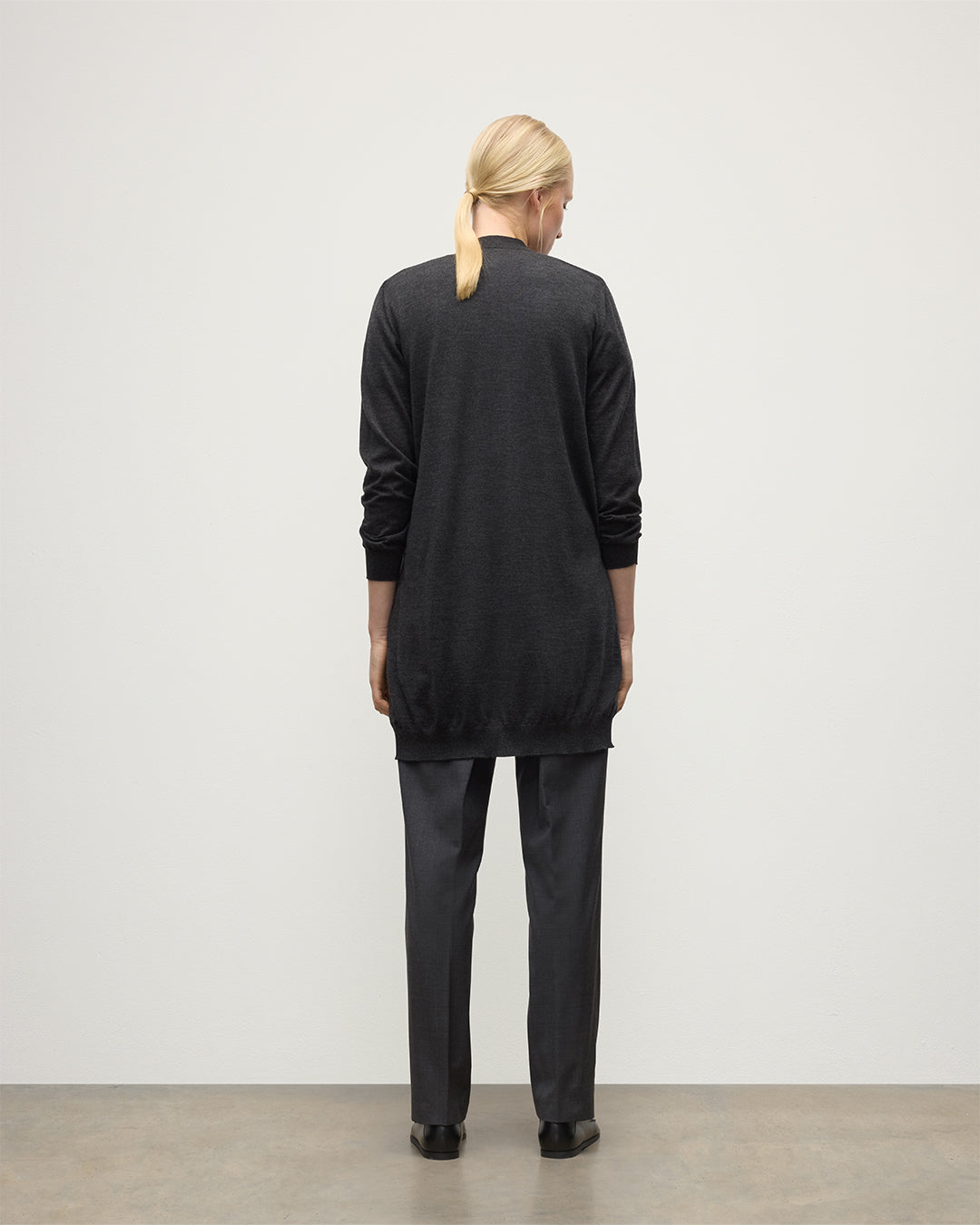 Johnstons of Elgin - Elise Dark Grey Long Superfine Cashmere Cardigan
