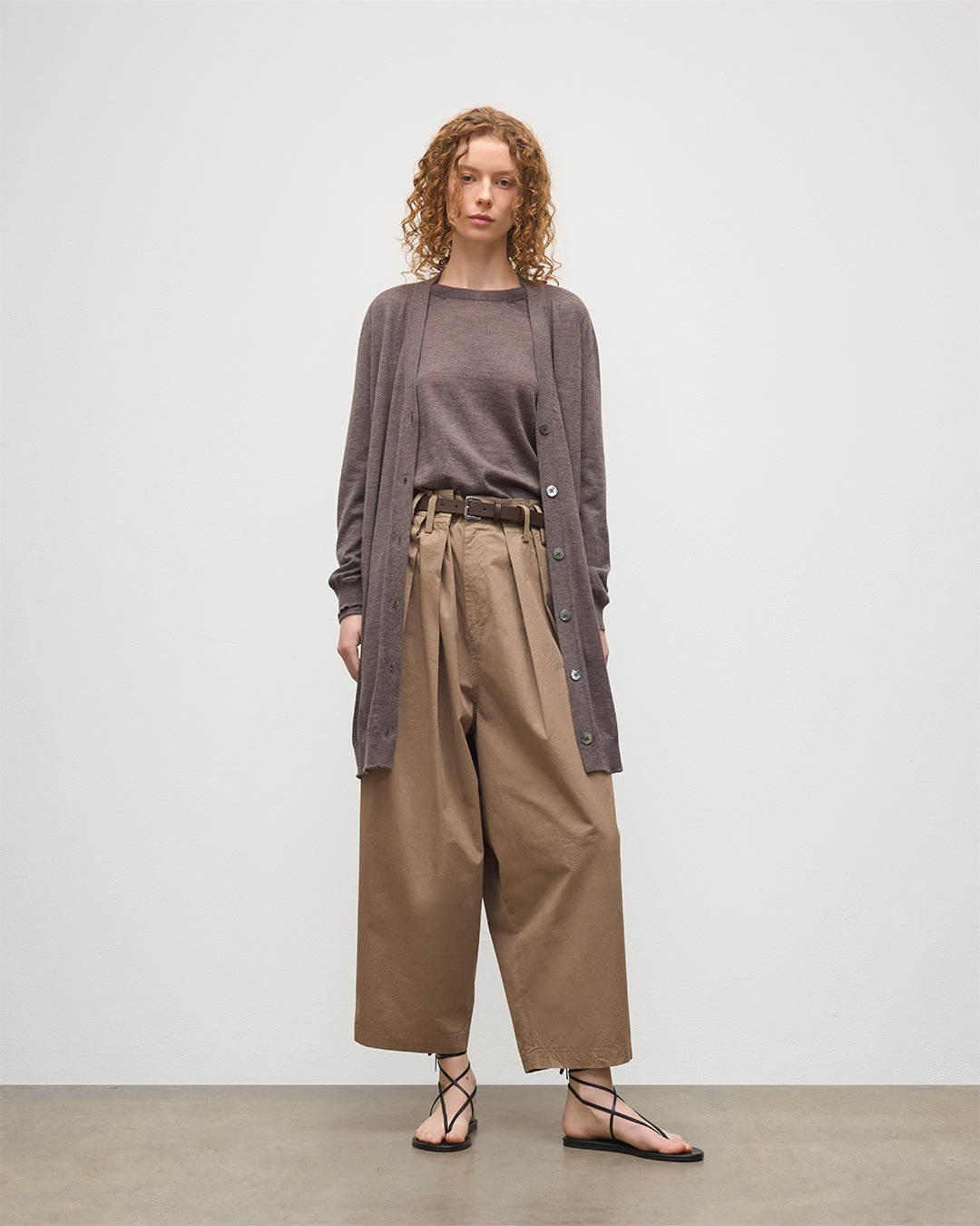 Johnstons of Elgin - Elise Light Brown Long Superfine Cashmere Cardigan