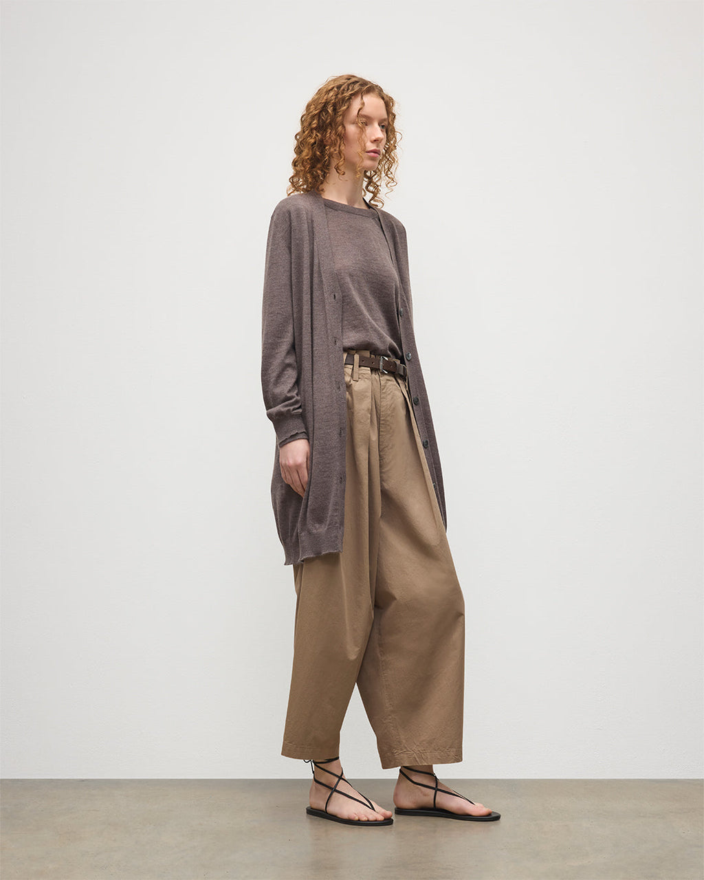 Johnstons of Elgin - Elise Light Brown Long Superfine Cashmere Cardigan