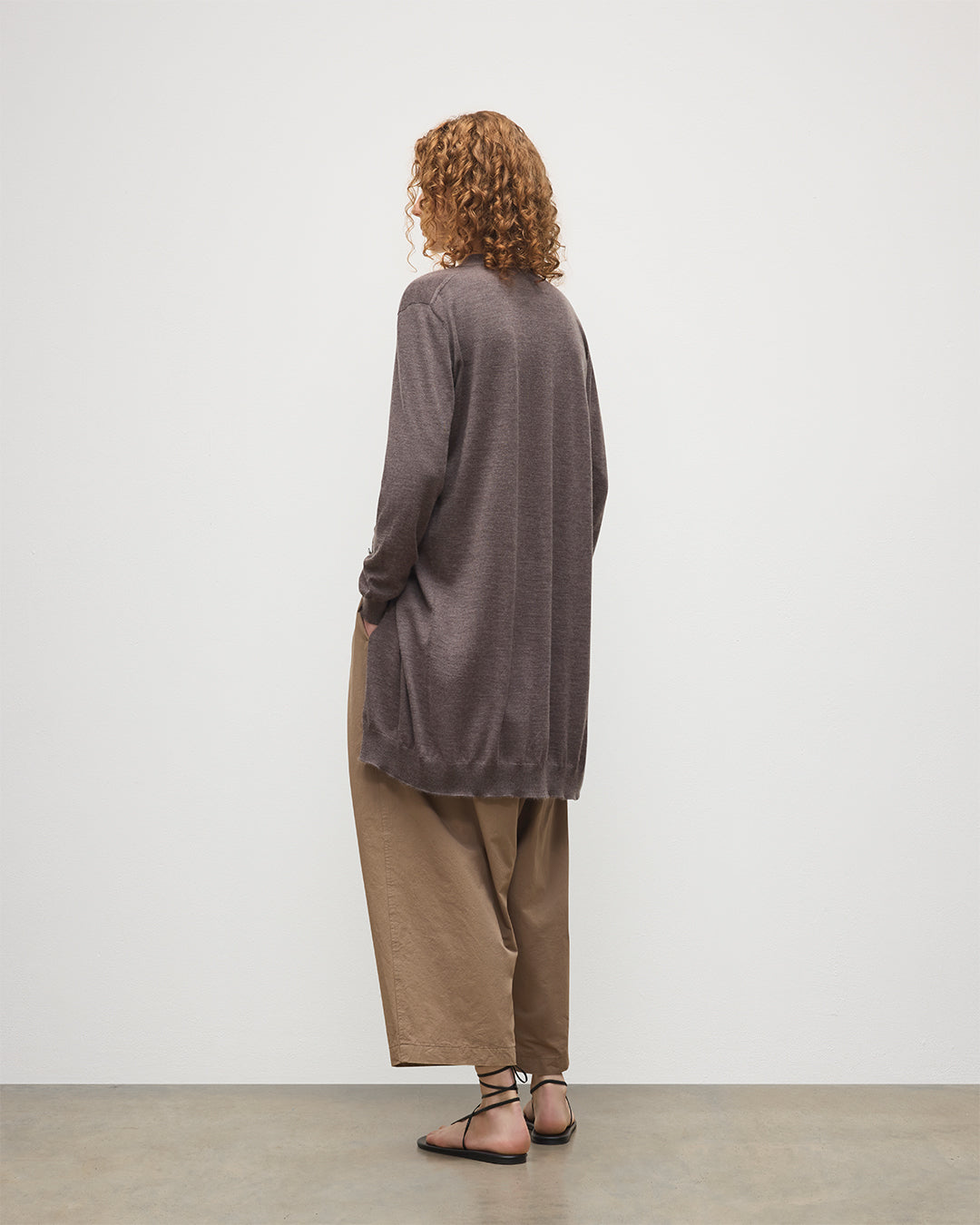 Johnstons of Elgin - Elise Light Brown Long Superfine Cashmere Cardigan