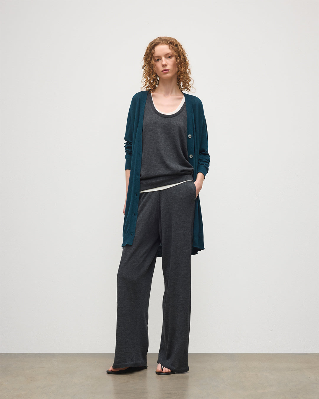 Johnstons of Elgin - Elise Bottle Green Long Superfine Cashmere Cardigan