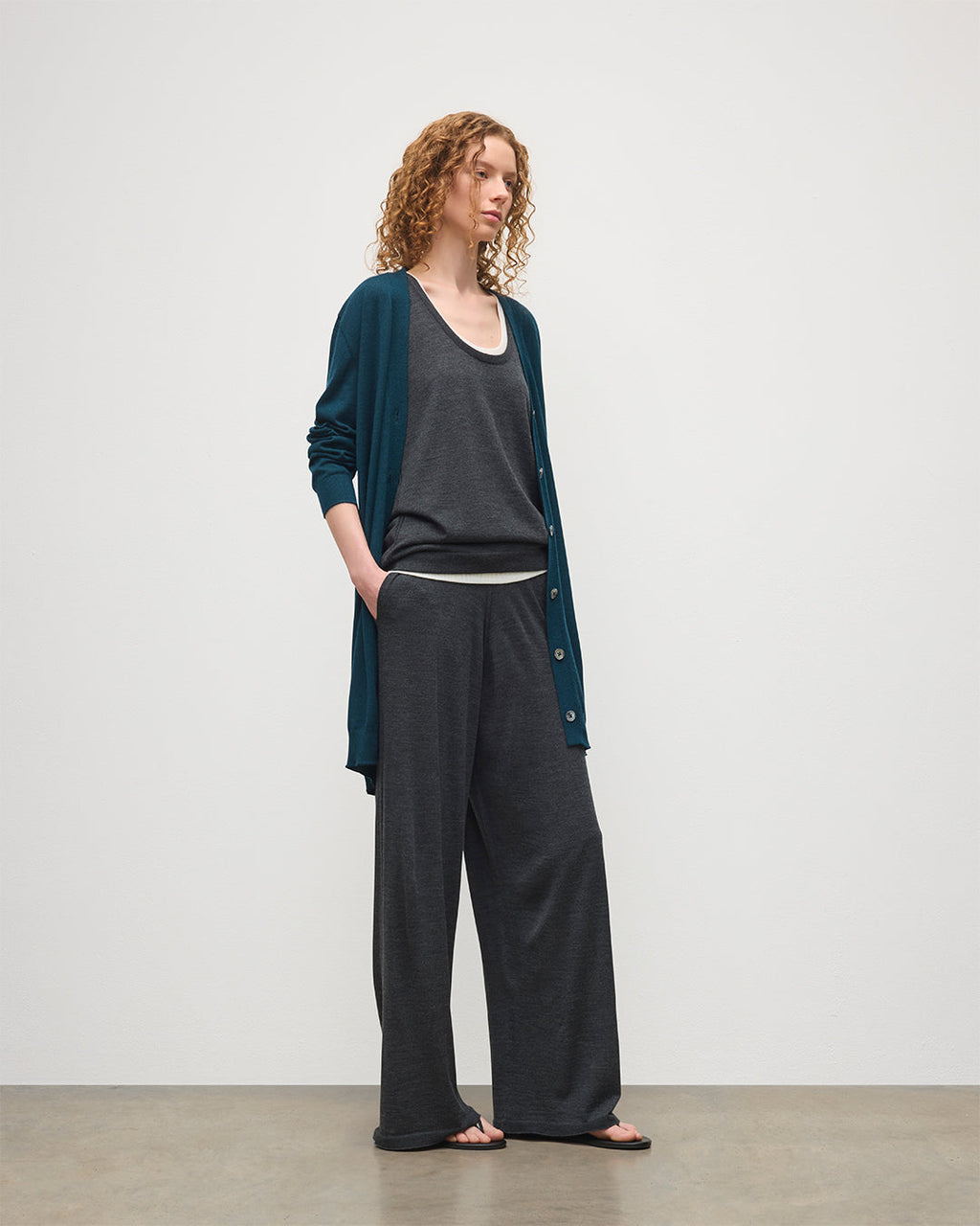 Johnstons of Elgin - Elise Bottle Green Long Superfine Cashmere Cardigan