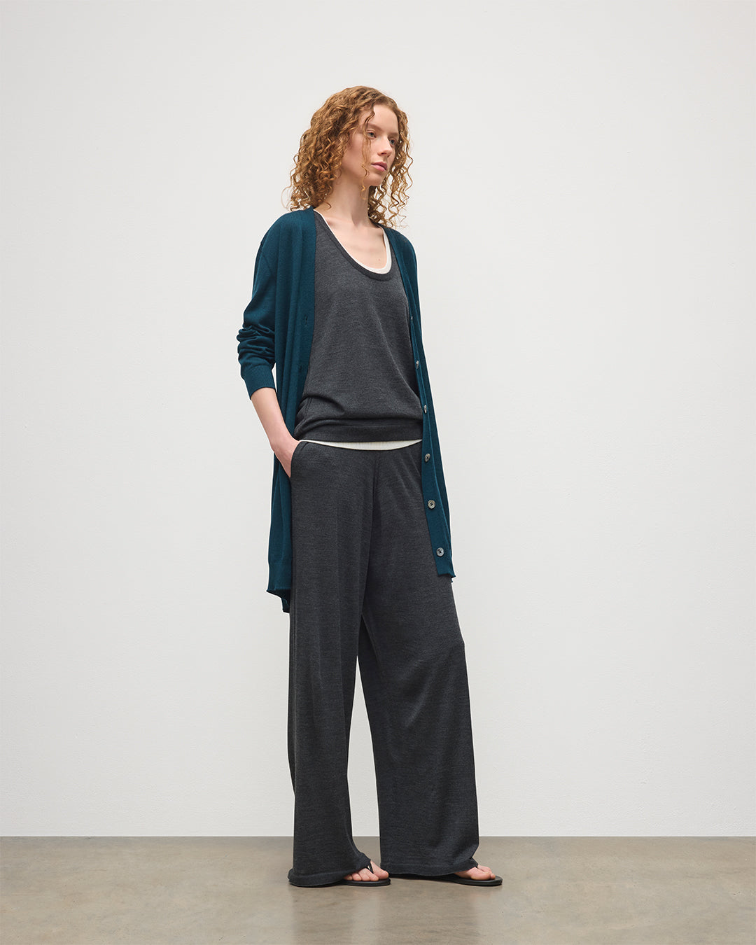 Johnstons of Elgin - Elise Bottle Green Long Superfine Cashmere Cardigan