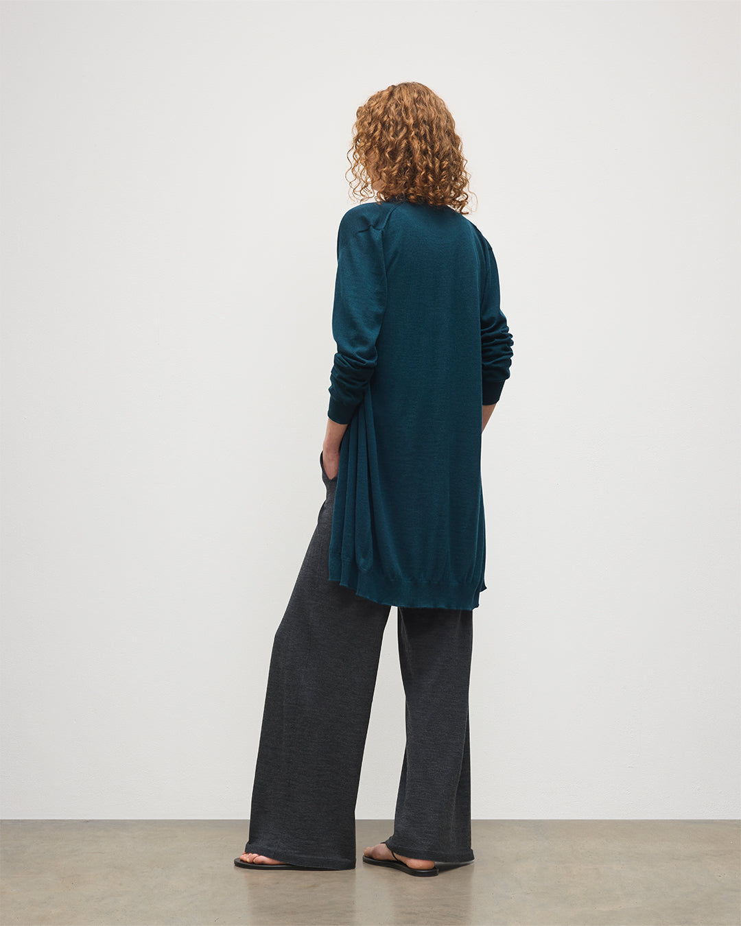 Johnstons of Elgin - Elise Bottle Green Long Superfine Cashmere Cardigan
