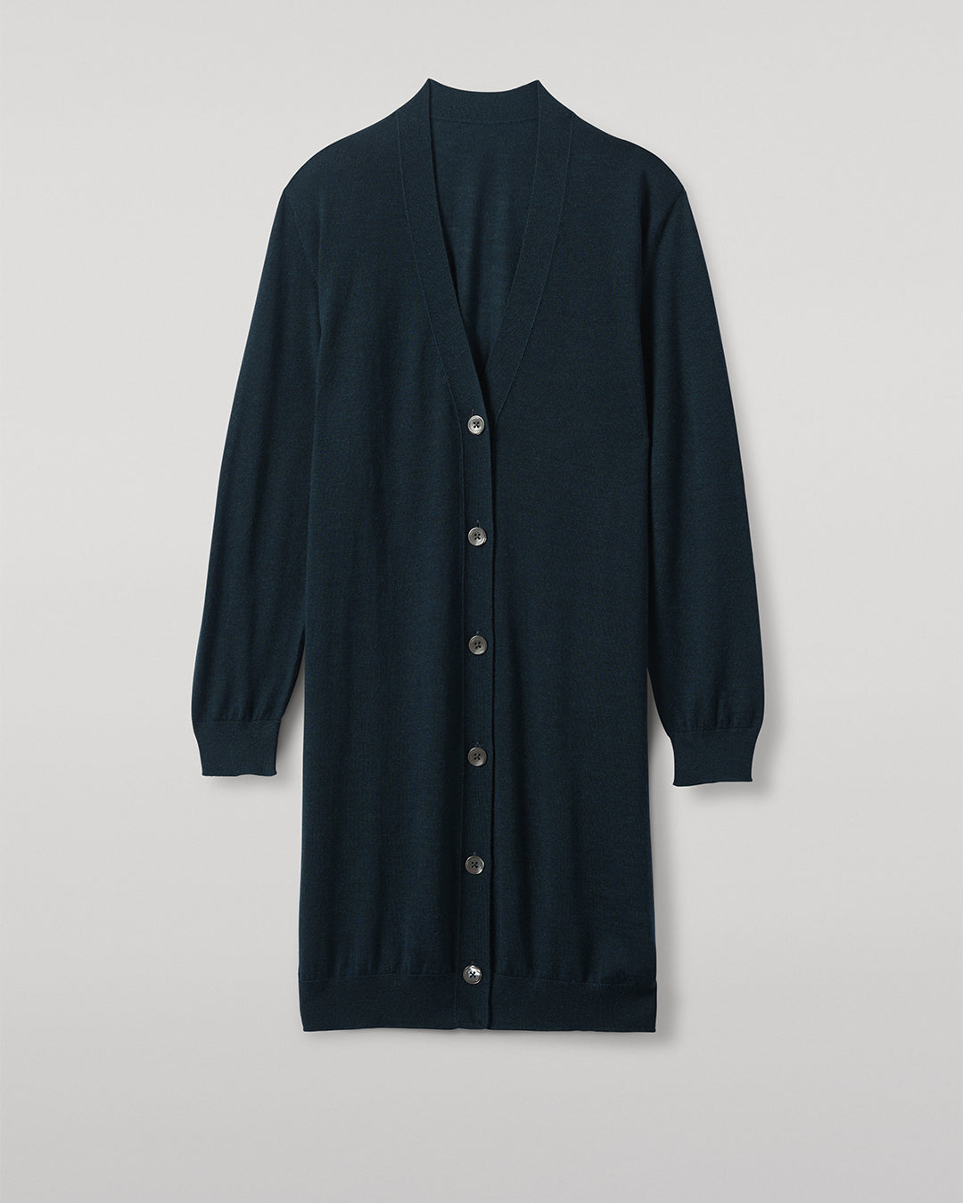 Johnstons of Elgin - Elise Bottle Green Long Superfine Cashmere Cardigan