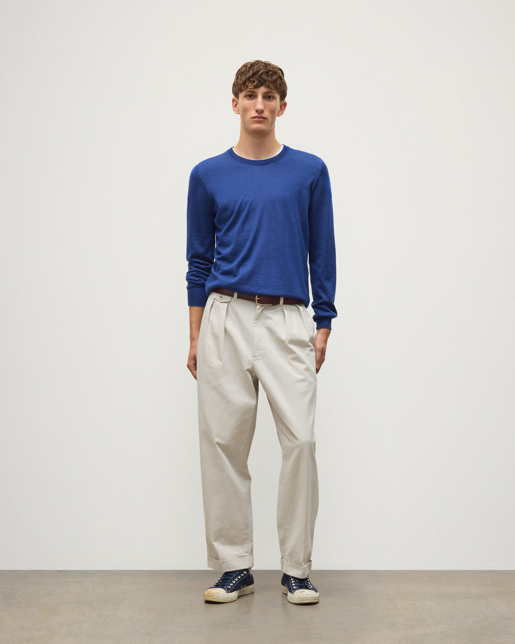 Johnstons of Elgin - Fin Blue Superfine Cashmere Jumper